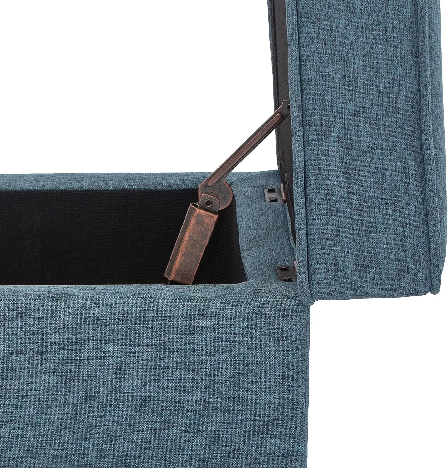 Seventeen Inch Electric Blue Storage Ottoman Hinged Lid from PriceLows™
