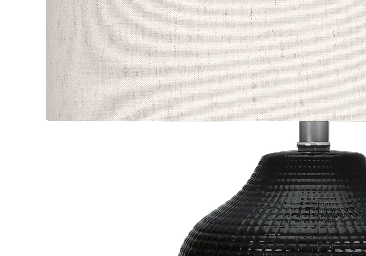Lighting, Table Lamp, Ceramic, Contemporary Black / | 16 x 16 x 25.75 in | Linen & Ceramic | Cream