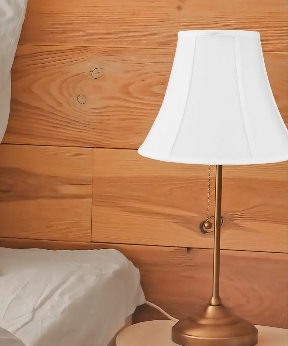 Bell Lampshade | 14W X 11H | White Shantung | Heavy Steel Frame