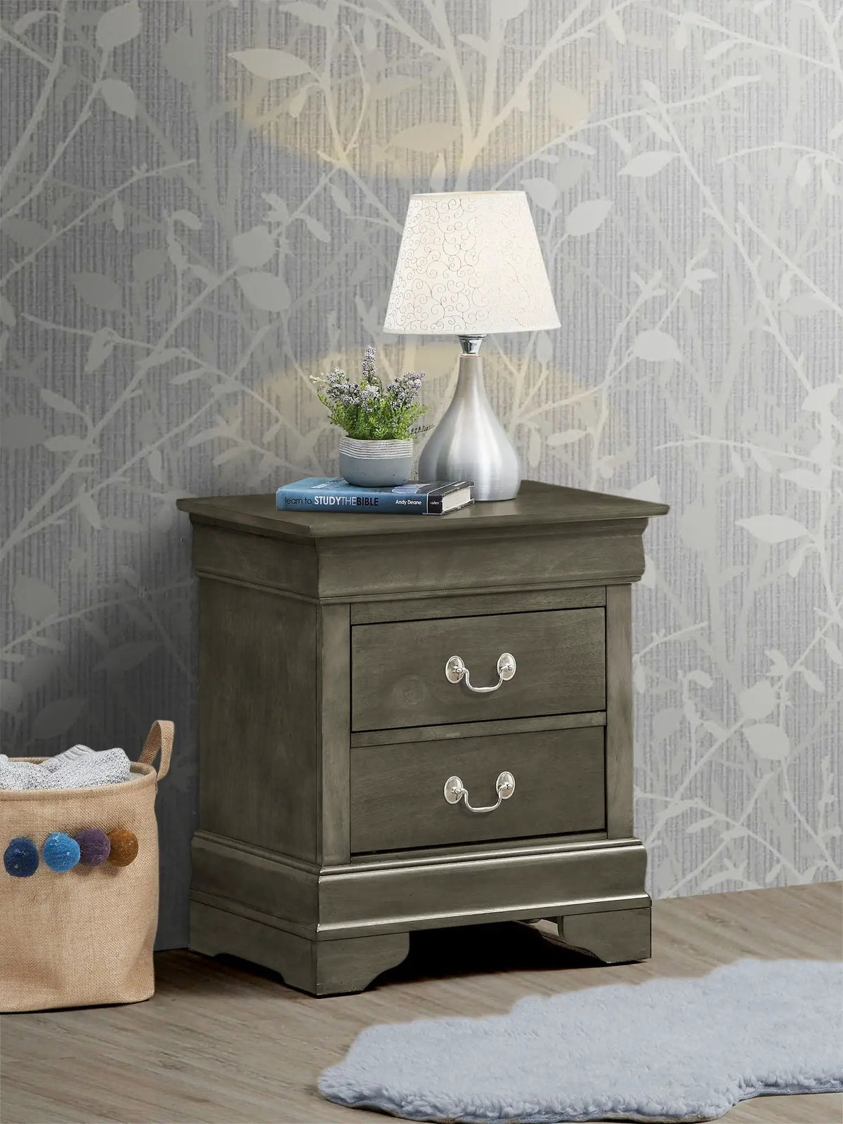Louis Phillipe Nightstand | Traditional Wood Design | English Dovetailed Drawers | Metal Center Guides