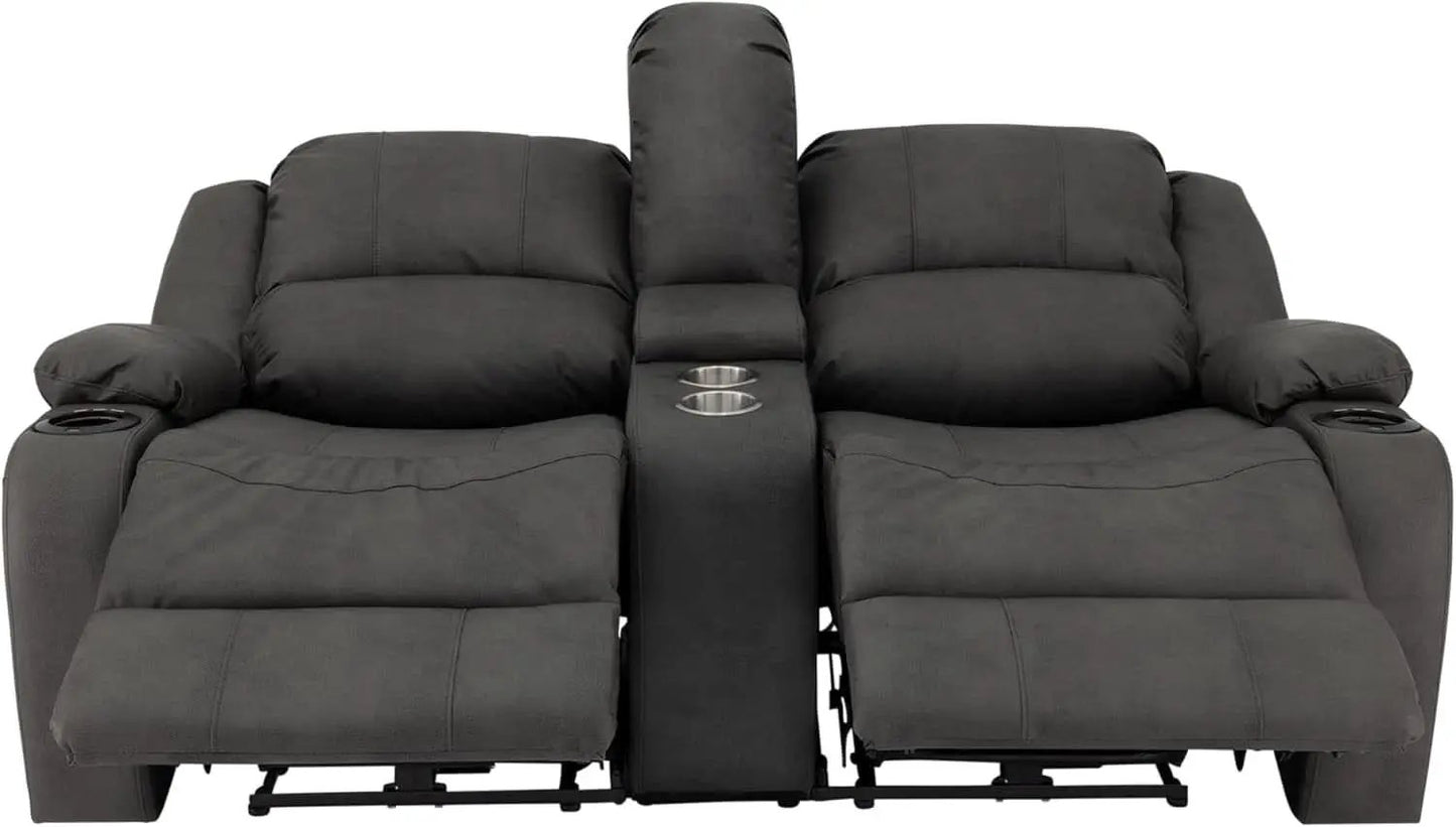 67 Inch Powered Wall Hugger Recliner Sofa Gunmetal Fabric from PriceLows™