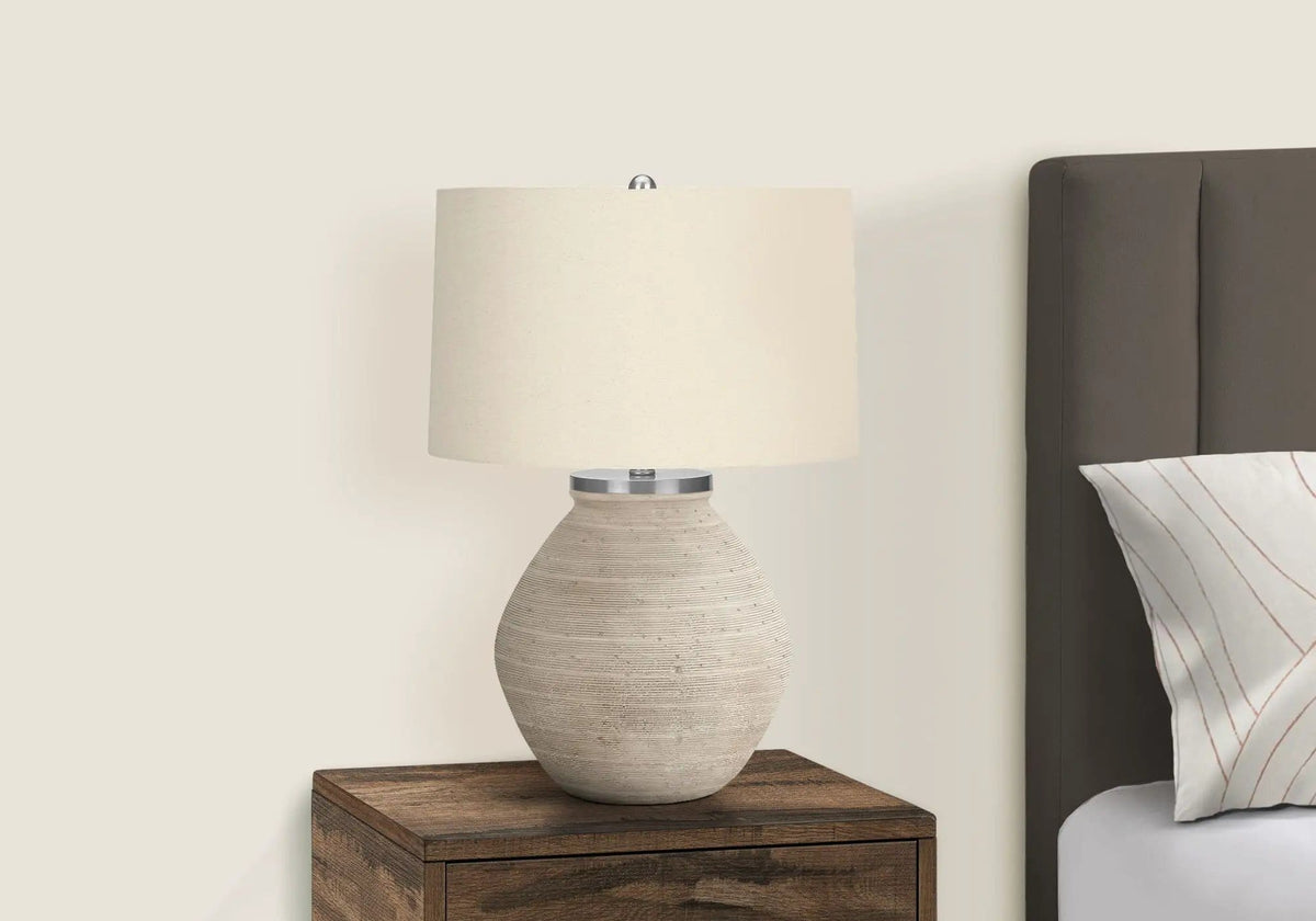 Lighting, Table Lamp, Concrete, Resin, Contemporary - | 18 x 18 x 25 in | Linen & Concrete | Cream