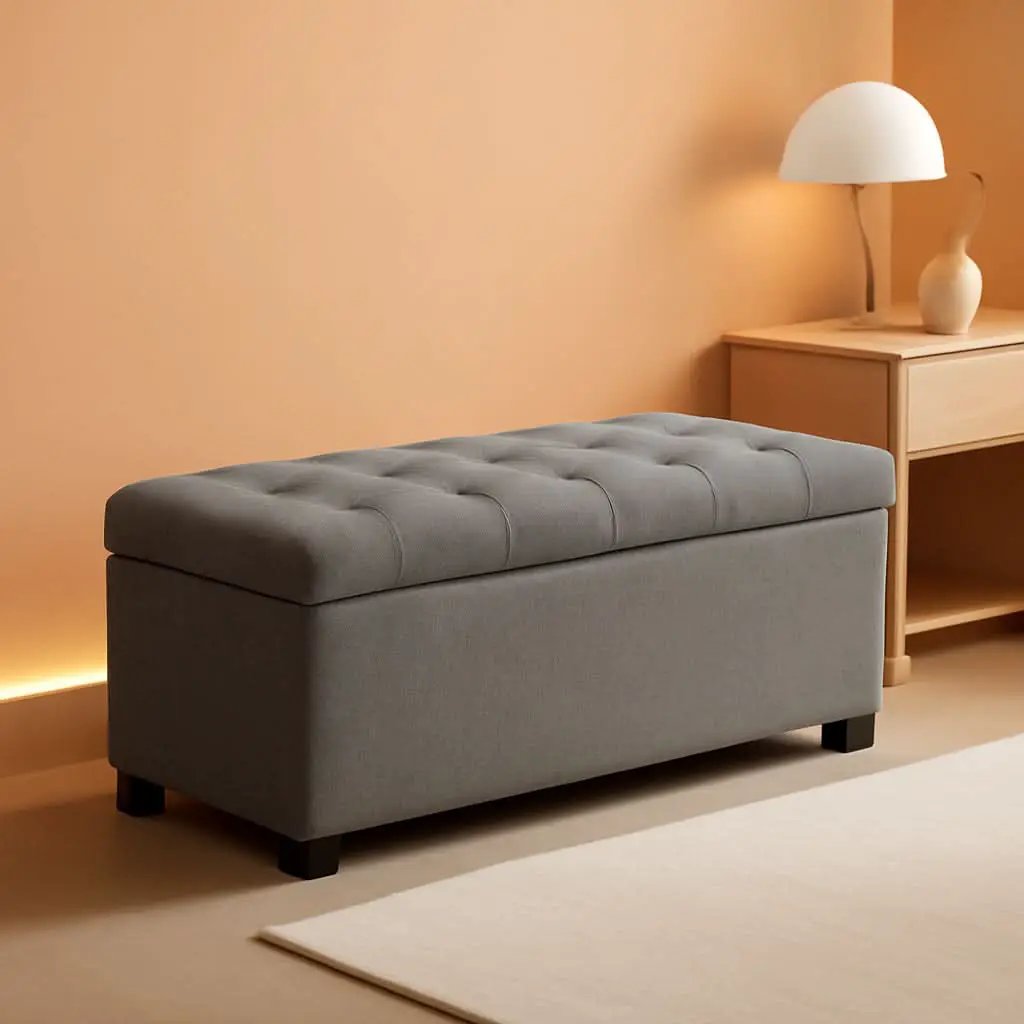 47.2 Inch Storage Ottoman Bench Light Grey Upgraded from PriceLows™