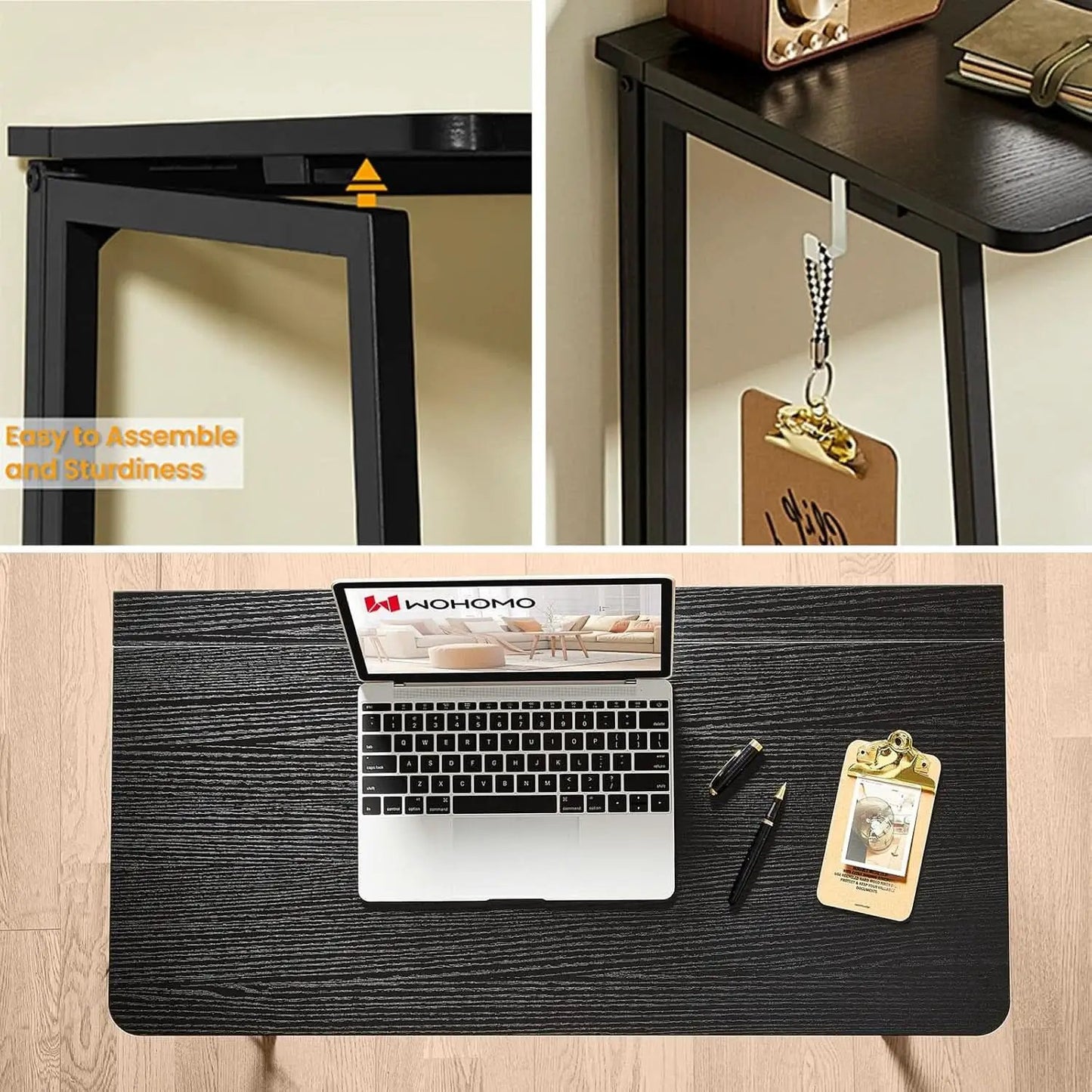 31.5 Inch Folding Computer Desk Black Space Saving from PriceLows™