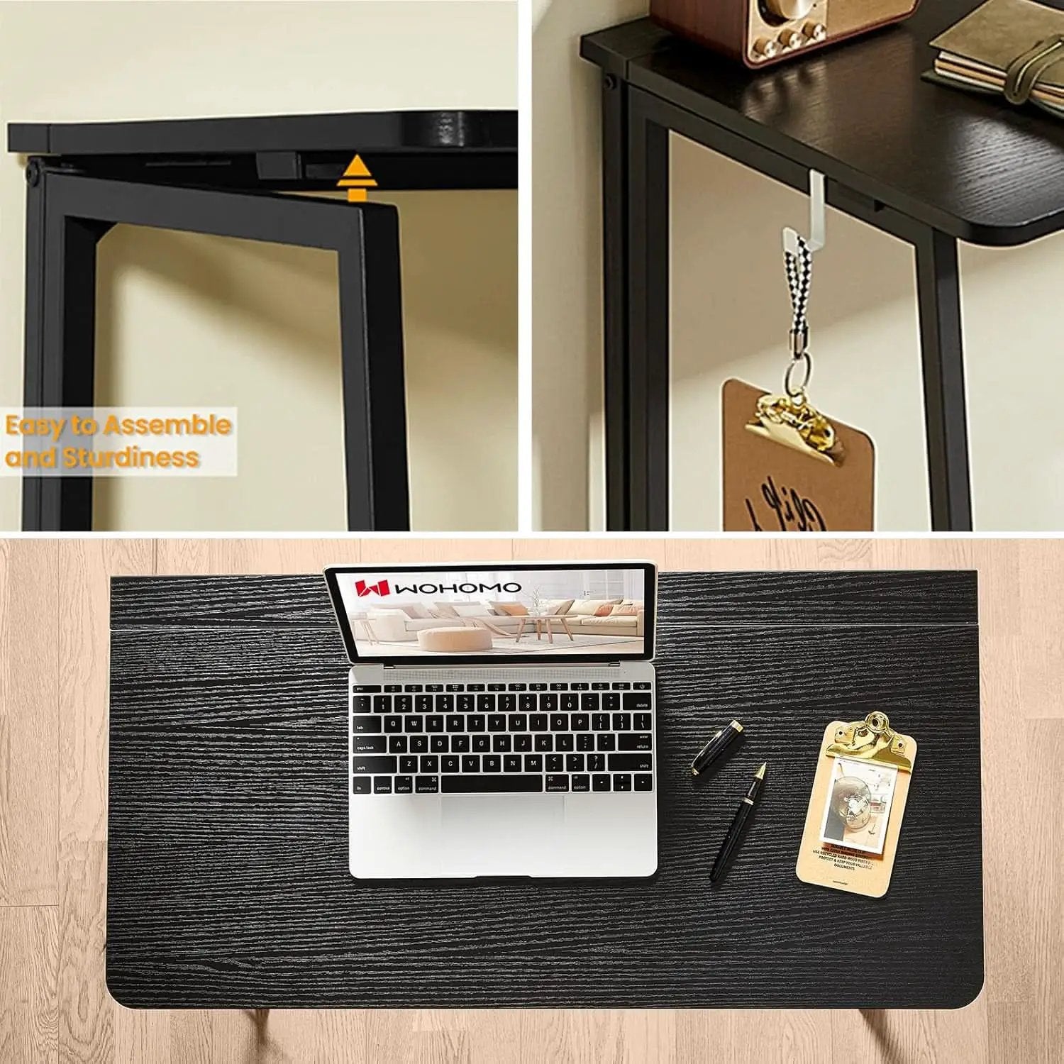 31.5 Inch Folding Computer Desk Black Space Saving from PriceLows™