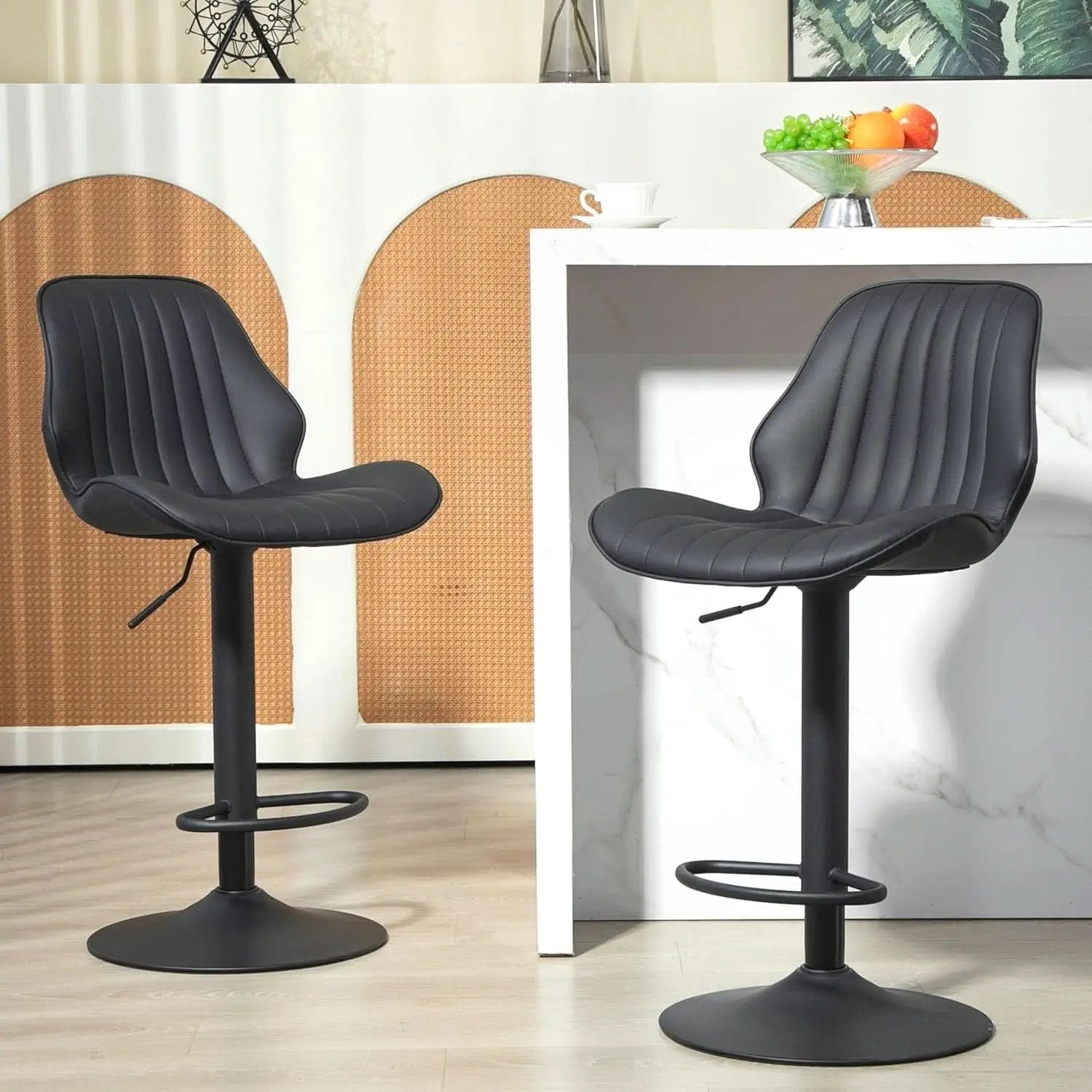 Modern 360 Degree Swivel Faux Leather Bar Stools from PriceLows™