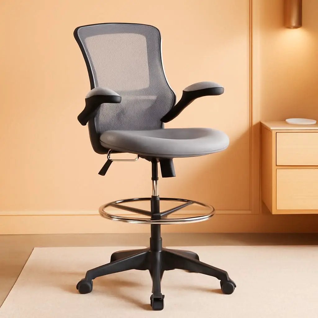 Kelista Mid Back Swivel Office Chair With Height Adjustable Dark Gray Mesh from PriceLows™