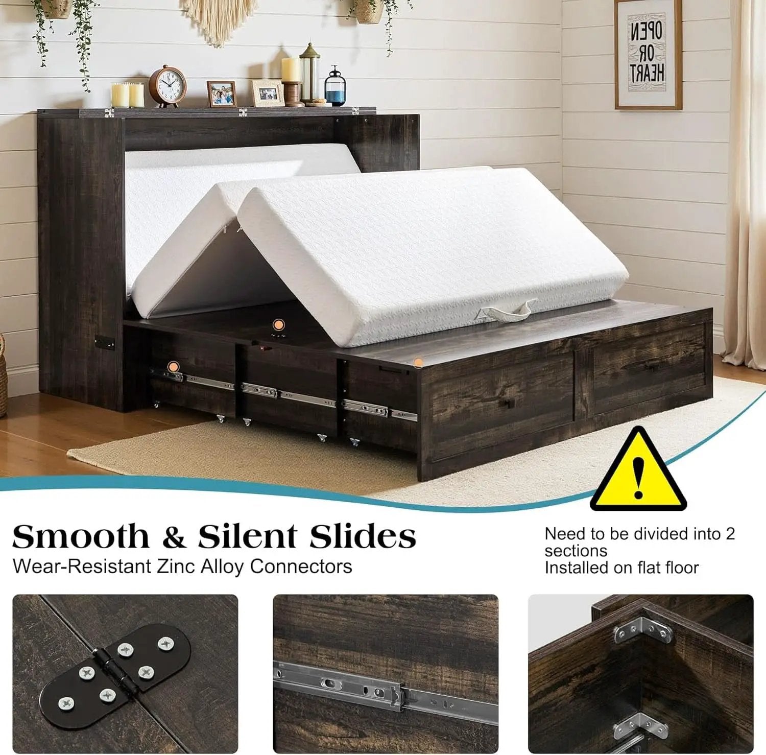 Queen Murphy Bed With Black Oak Finish And Storage from PriceLows™