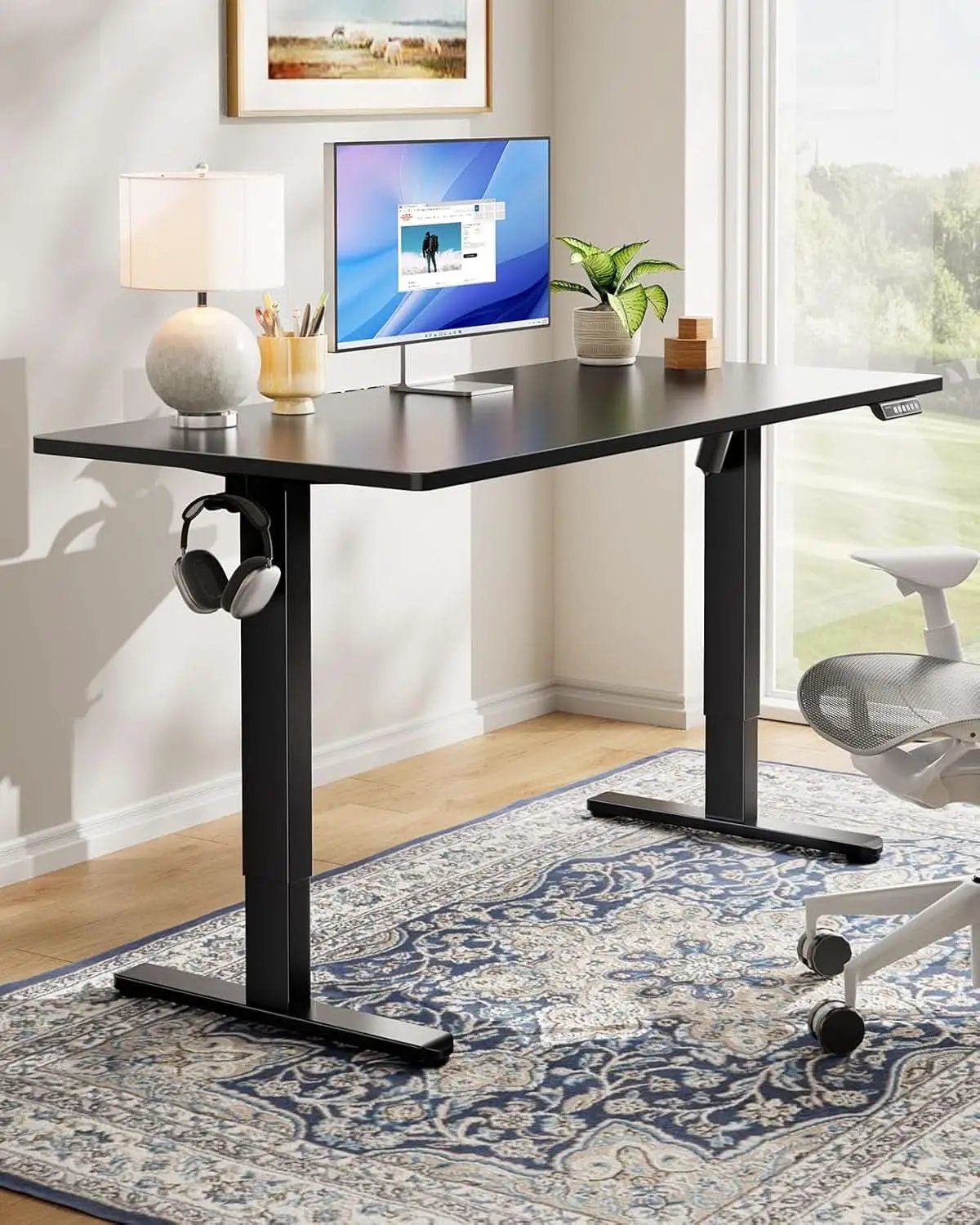 Electric Standing Desk 48x24 Inch Adjustable Height 4 Memory Settings Black from PriceLows™