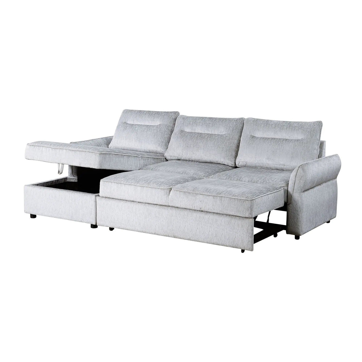 Montana Sofabed With Storage Stationary Sectional | 103.25 x 59 x 37 in | Polyester & Fabric | Gray
