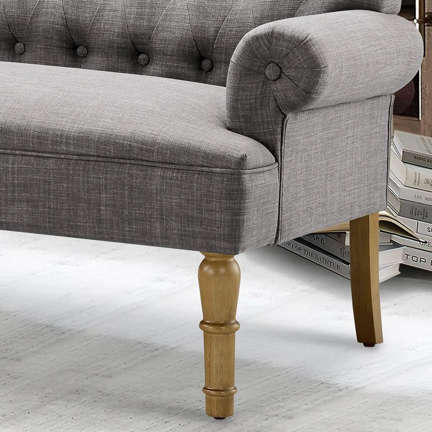 Dove Gray Loveseat Sofa With Button Tufting Sinuous Springs from PriceLows™