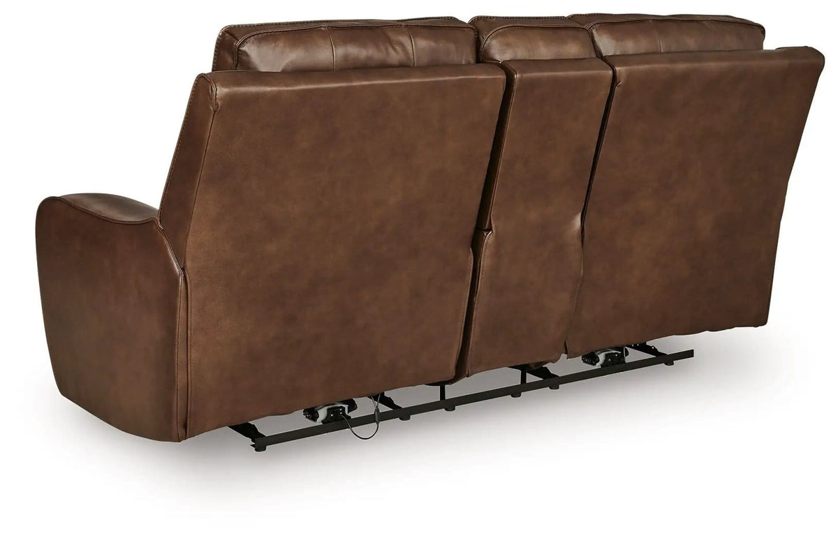 DeepWakes Power Reclining Loveseat / Console / Adjustable Headrest | 2 Pieces | Leather | Living Room