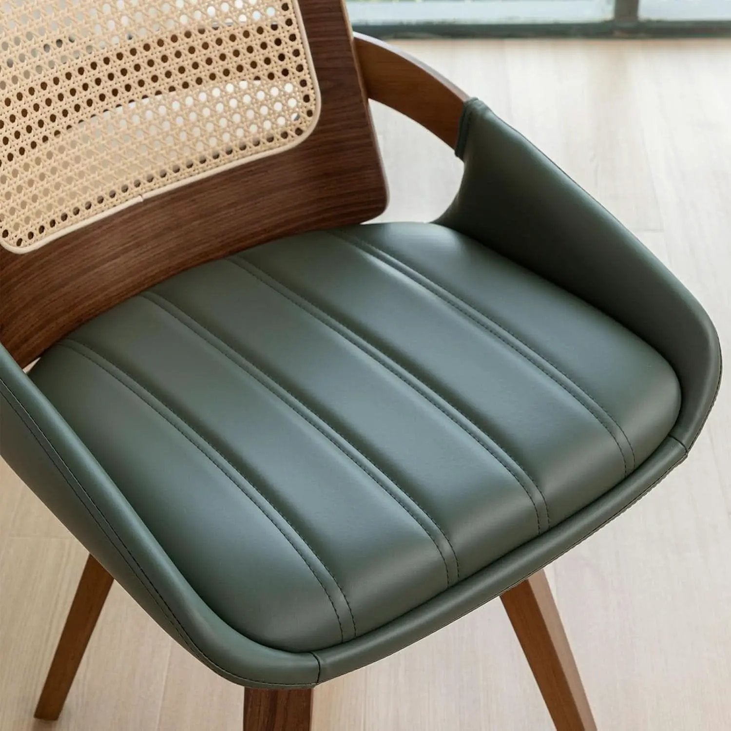 Set Midcentury Green Rattan Bentwood Dining Chairs from PriceLows™
