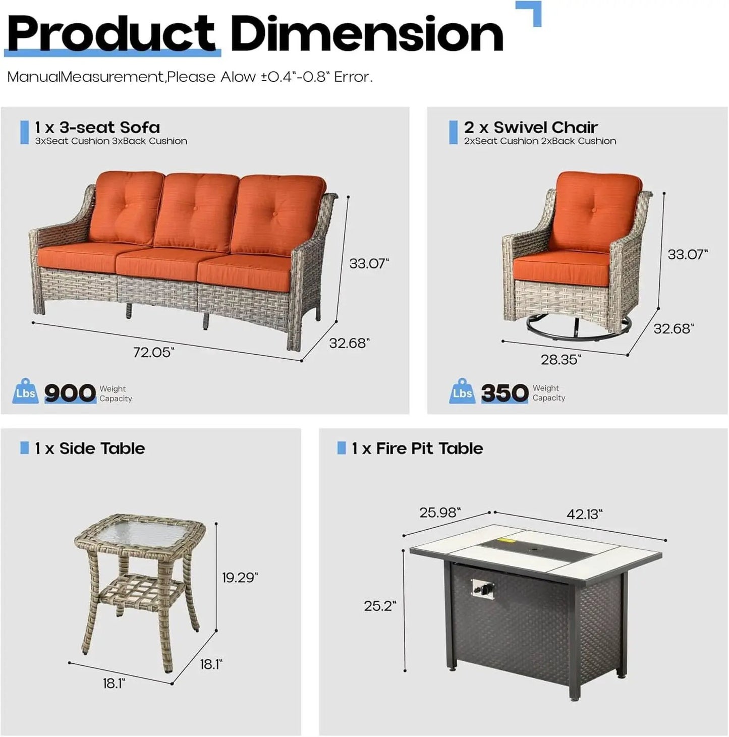 Outdoor Conversation Set with Fire Pit and Swivel Chairs from PriceLows™