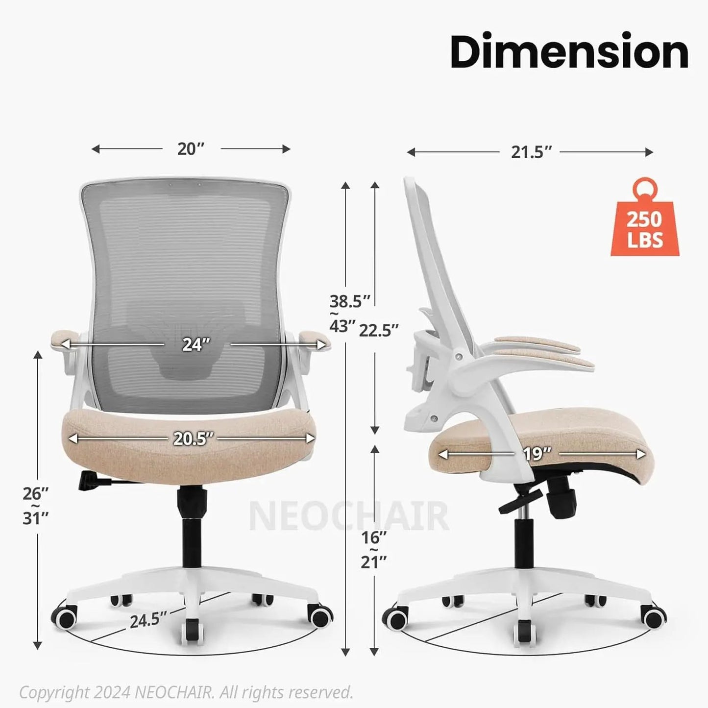 Beige High Back Mesh Office Chair With Adjustable Height And Ergonomic Design from PriceLows™