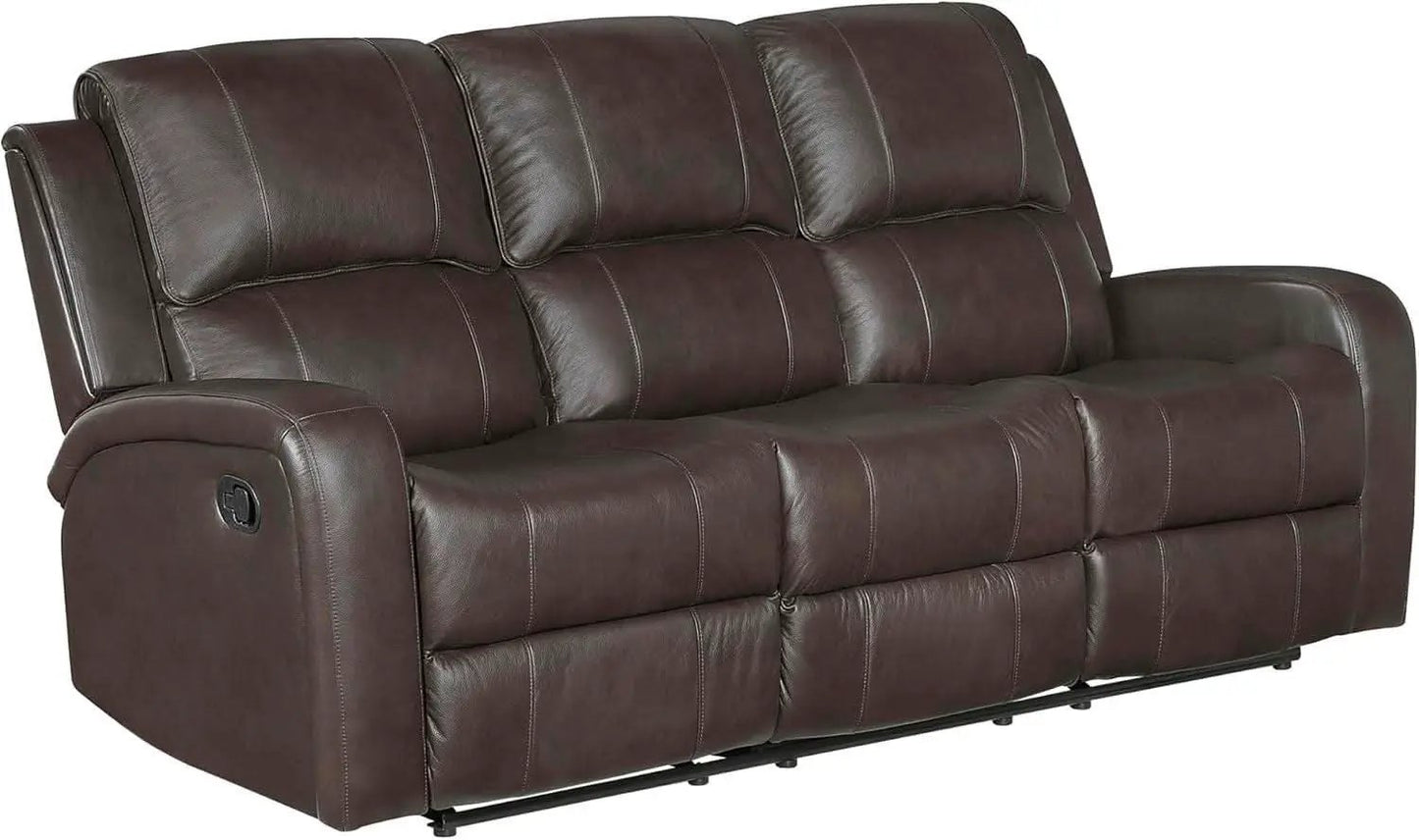 Manual Double Recliner Sofa Brown Leather Match Wall Hugger from PriceLows™