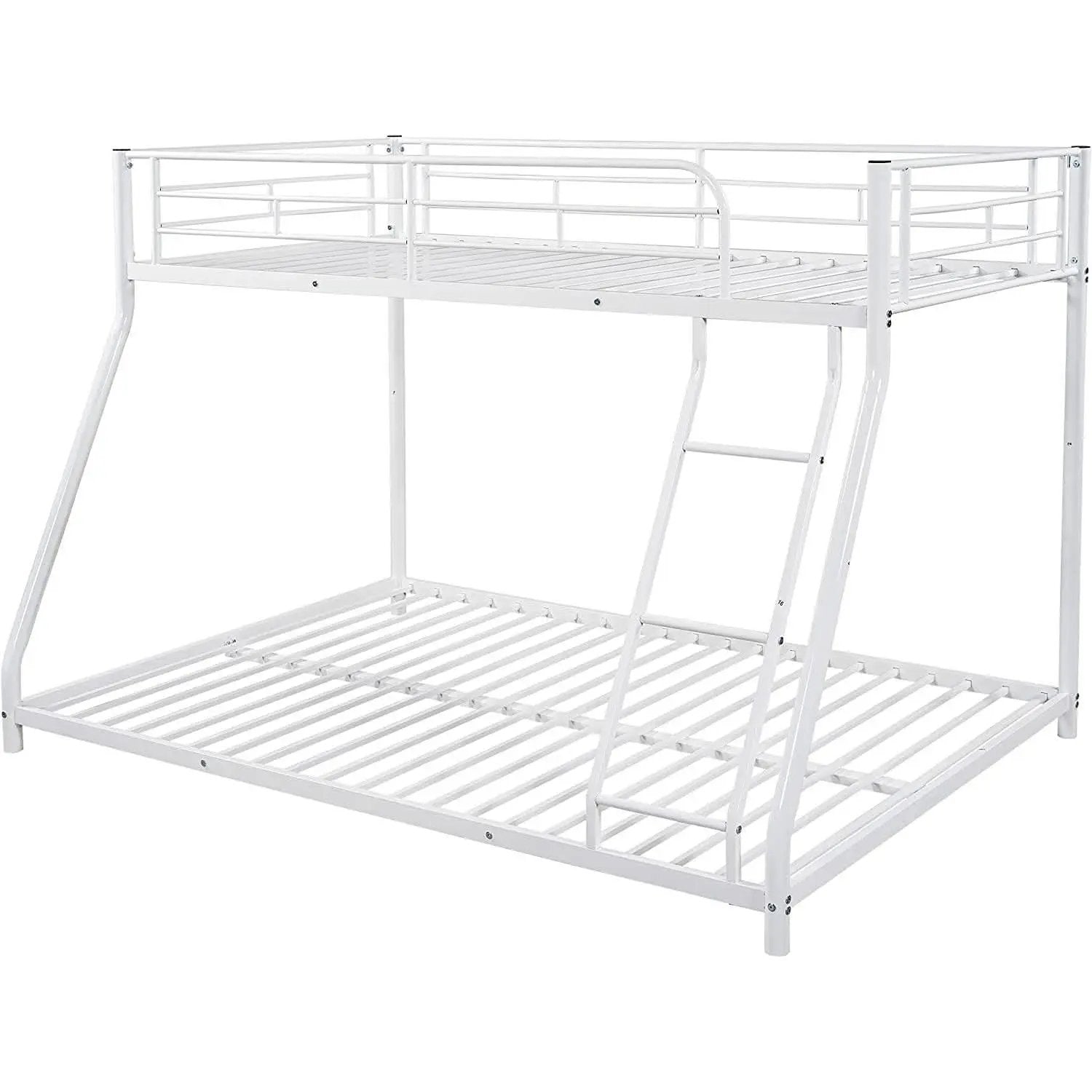 Twin Over Full Metal Bunk Bed With Flat Ladder Guard Rail from PriceLows™