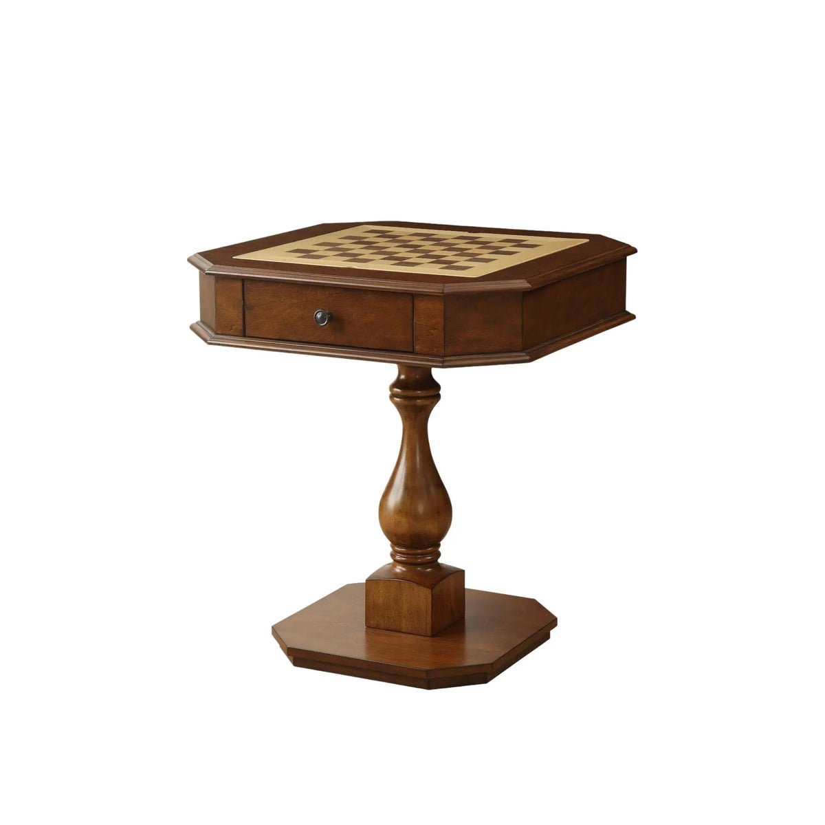 Bishop Chess Checker Game Table | Reversible 3-In-1 Game Tray | Two Drawers | Rich Finish