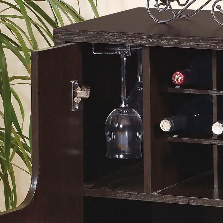 Wine Cabinet With Two Doors Removeable Wine Bottle Rack Metal Wine Glass Racks Four | 15.5 x 31.5 x 33 in | Glass & Metal | Home