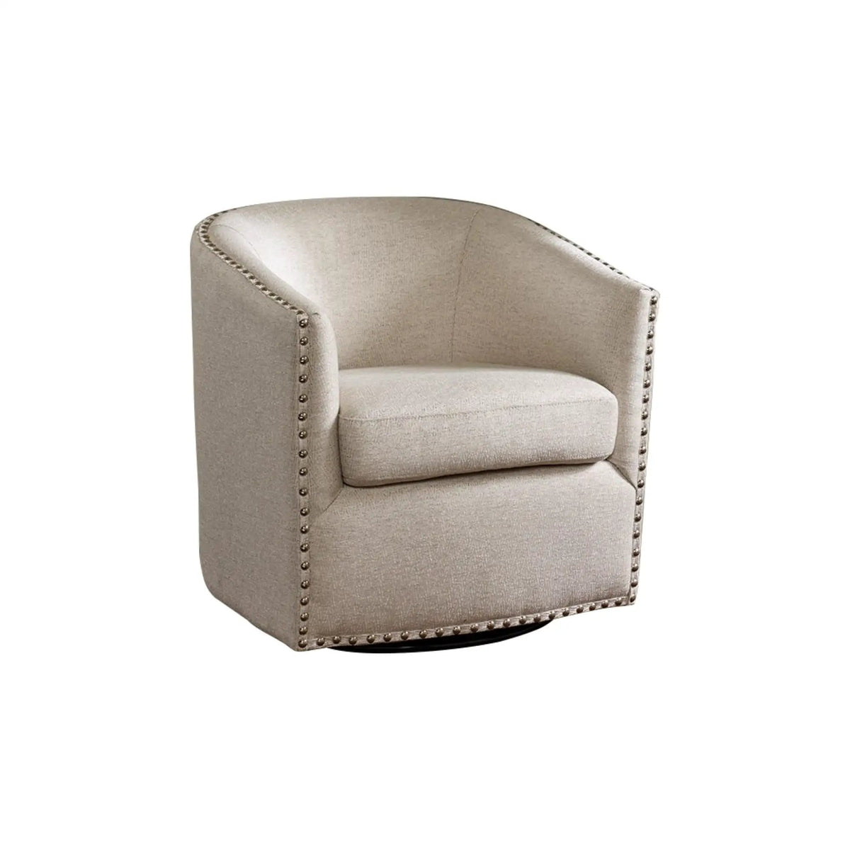 Swivel Chair With 360 Degree Rotation | Silver Nailhead Accents | Metal Base | High-Density Foam Cushion