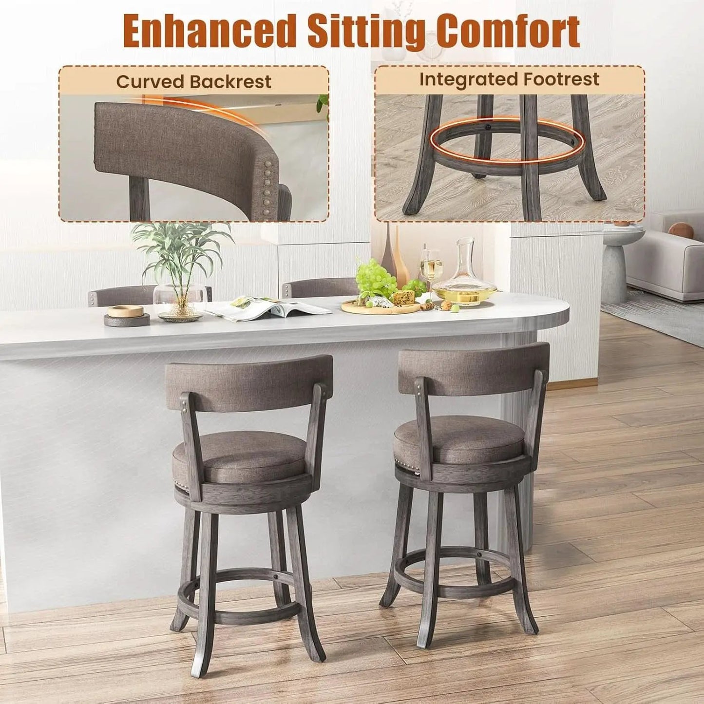 Swivel Bar Stools Set of Two for Kitchen from PriceLows™