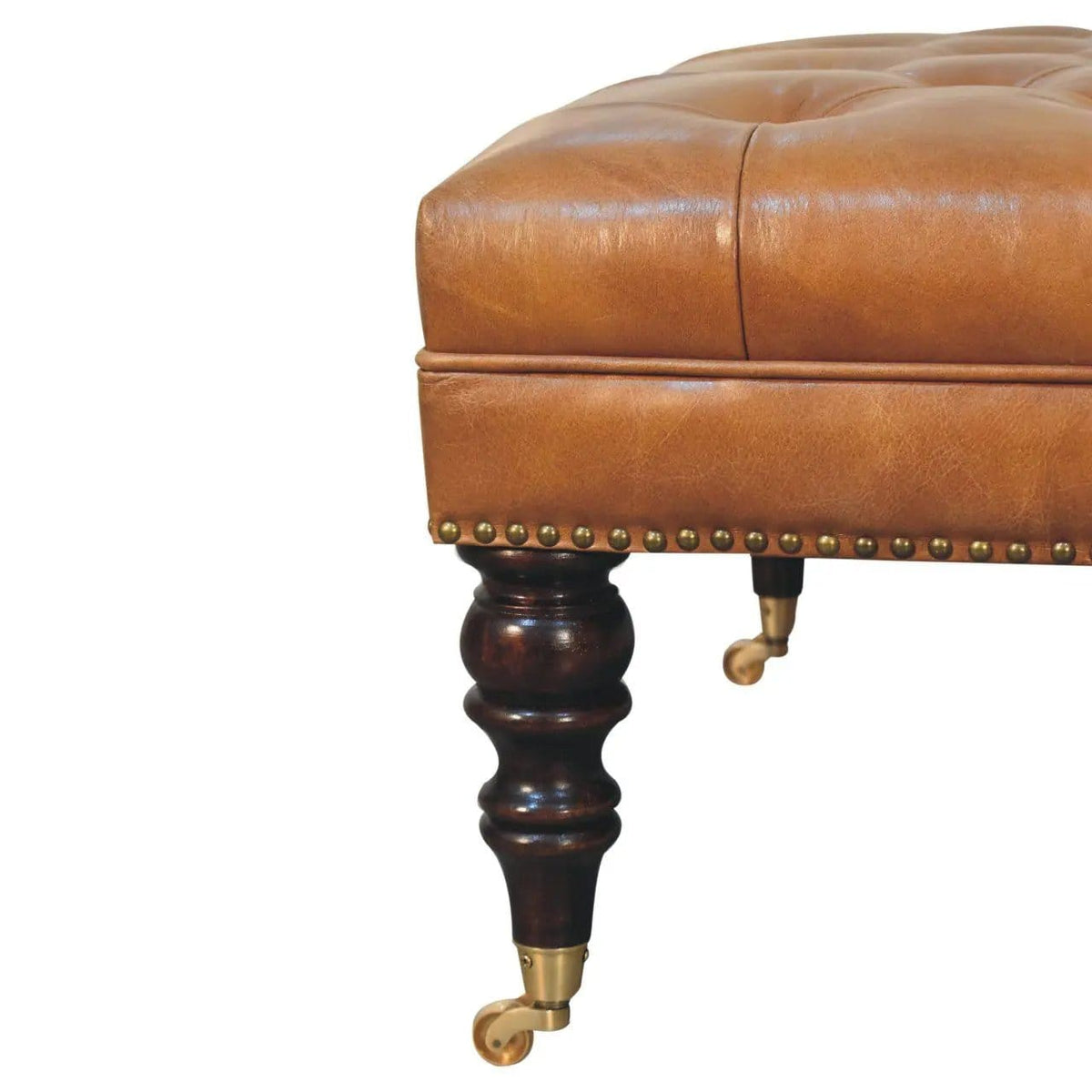 Buffalo Ottoman With Castor Legs | 7 Pieces | Mango Wood | Living Room