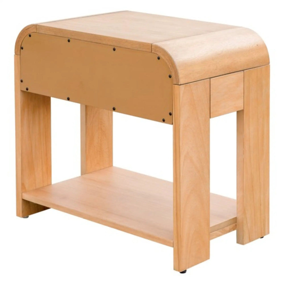 1 Drawer Waterfall Nightstand | Mid-Century Design | Natural Finish | Open Shelving