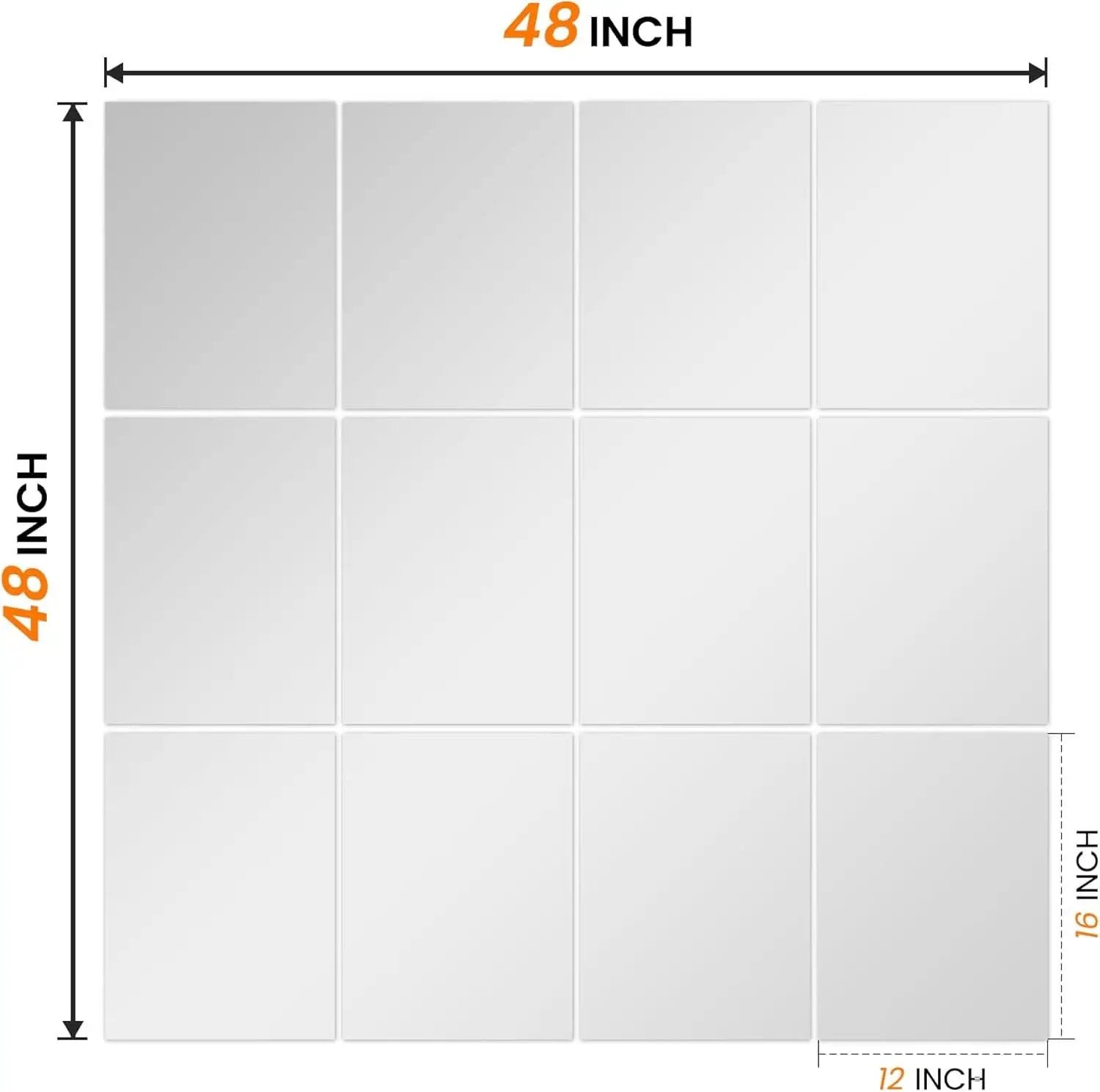 Wall Mirror Tiles 16 By 12 Inches 12 Pack Full Length Mirrors from PriceLows™