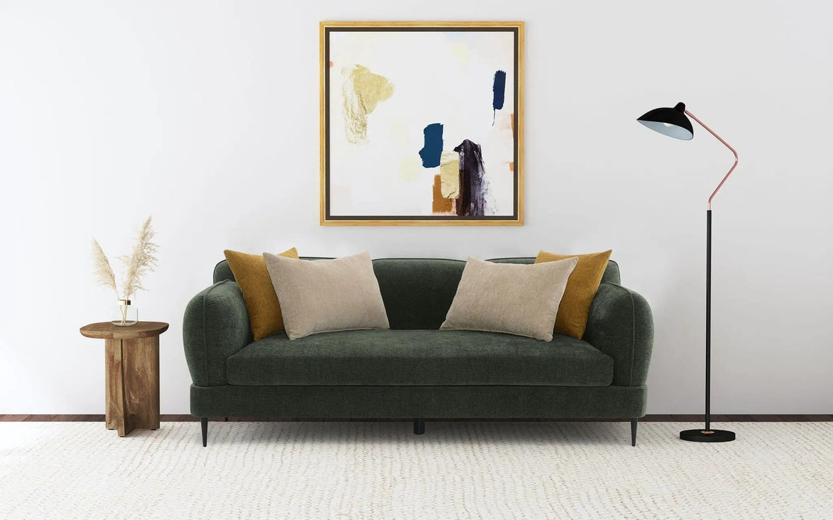 Jade Chenille Upholstered Modern Track Arm Sofa | 84 x 38.5 x 32 in | Chenille & Fabric | Green