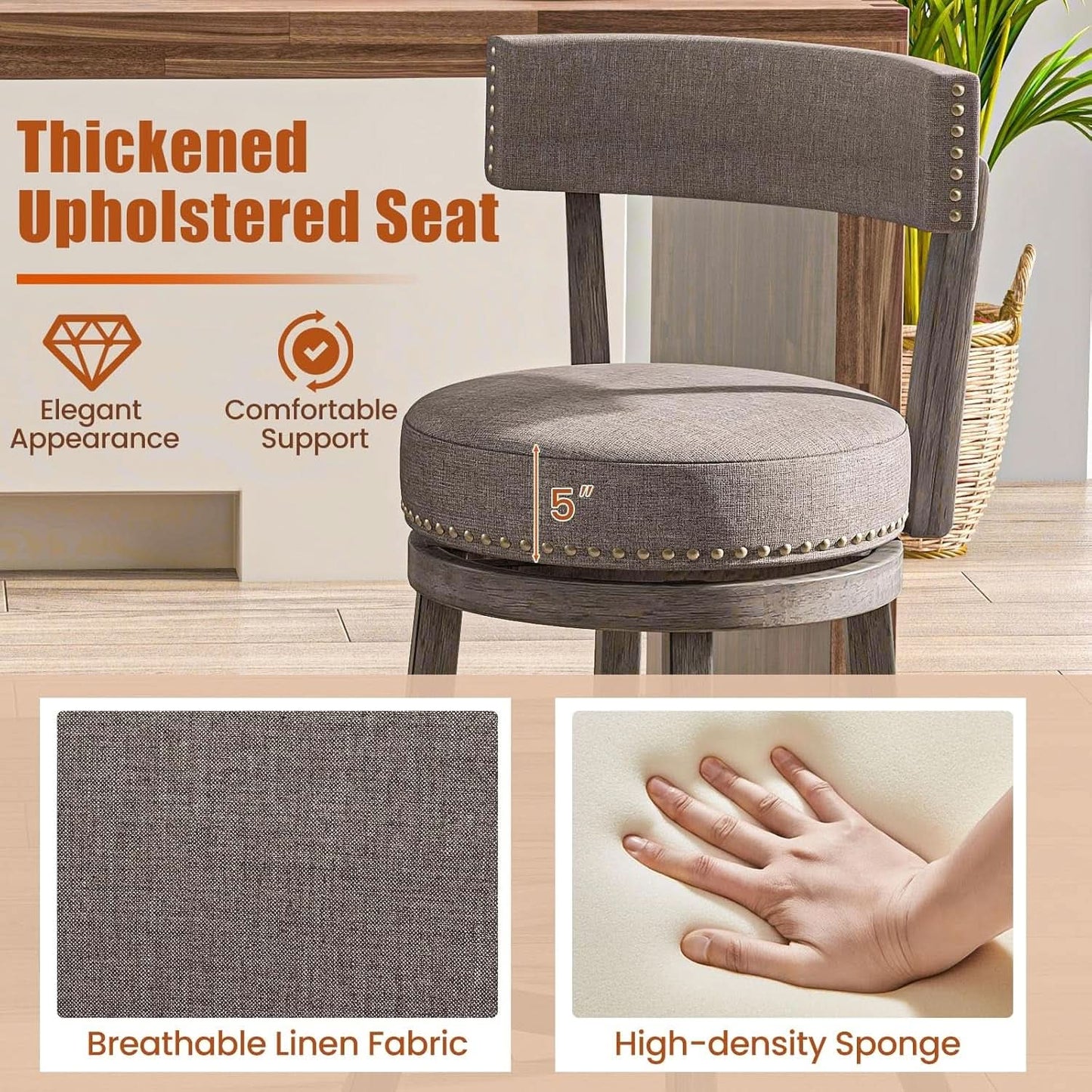 Swivel Bar Stools Set of Two for Kitchen from PriceLows™