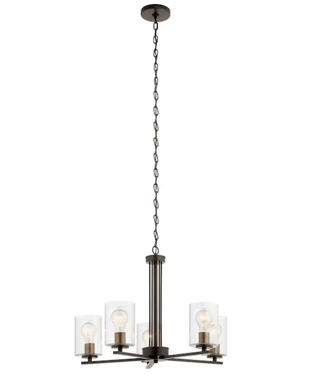 Chandelier | 5-Light | Olde Bronze Finish | Clear Glass