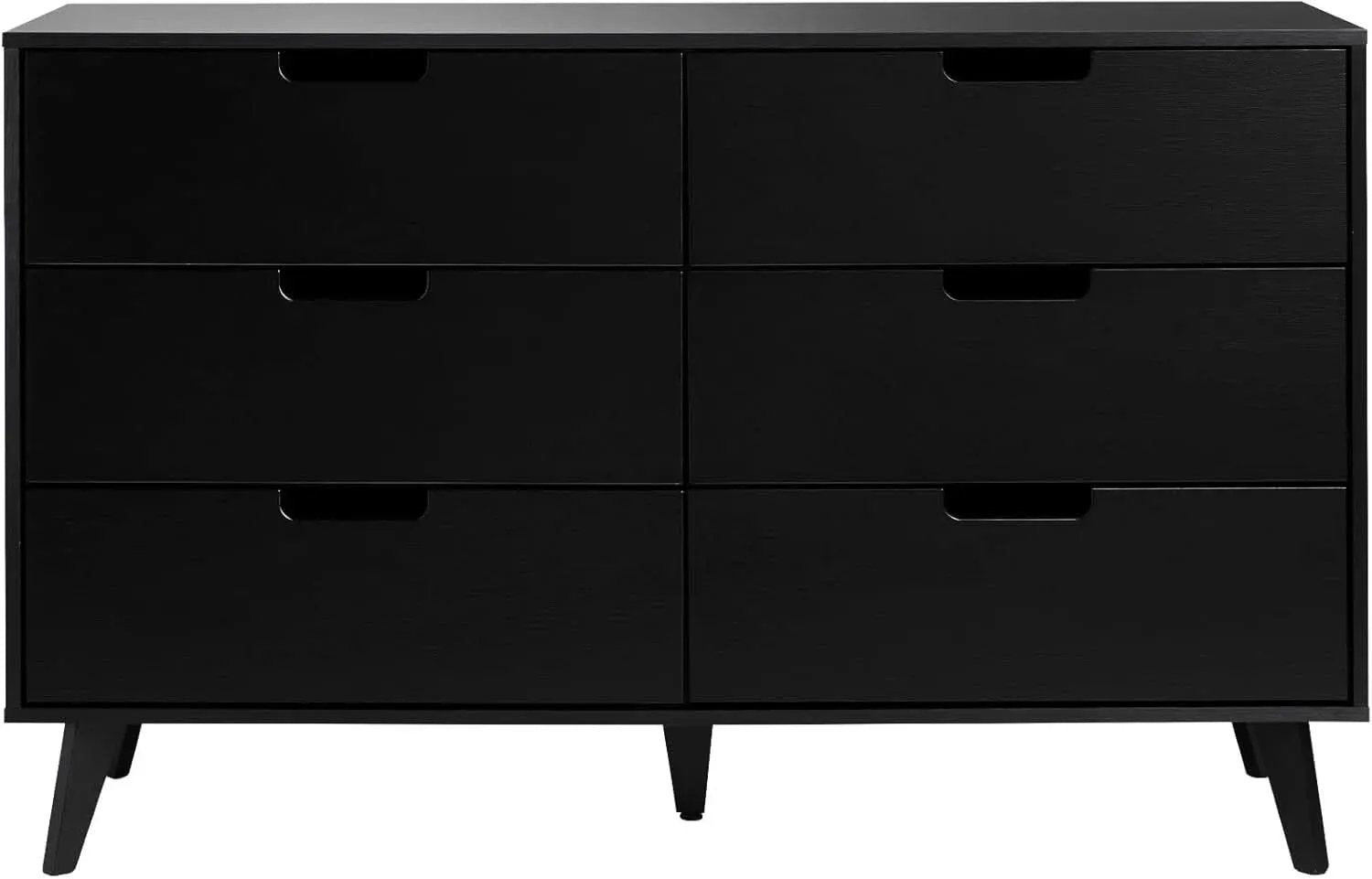 Modern Six Drawer Dresser Black 52 Inch Bedroom Storage from PriceLows™