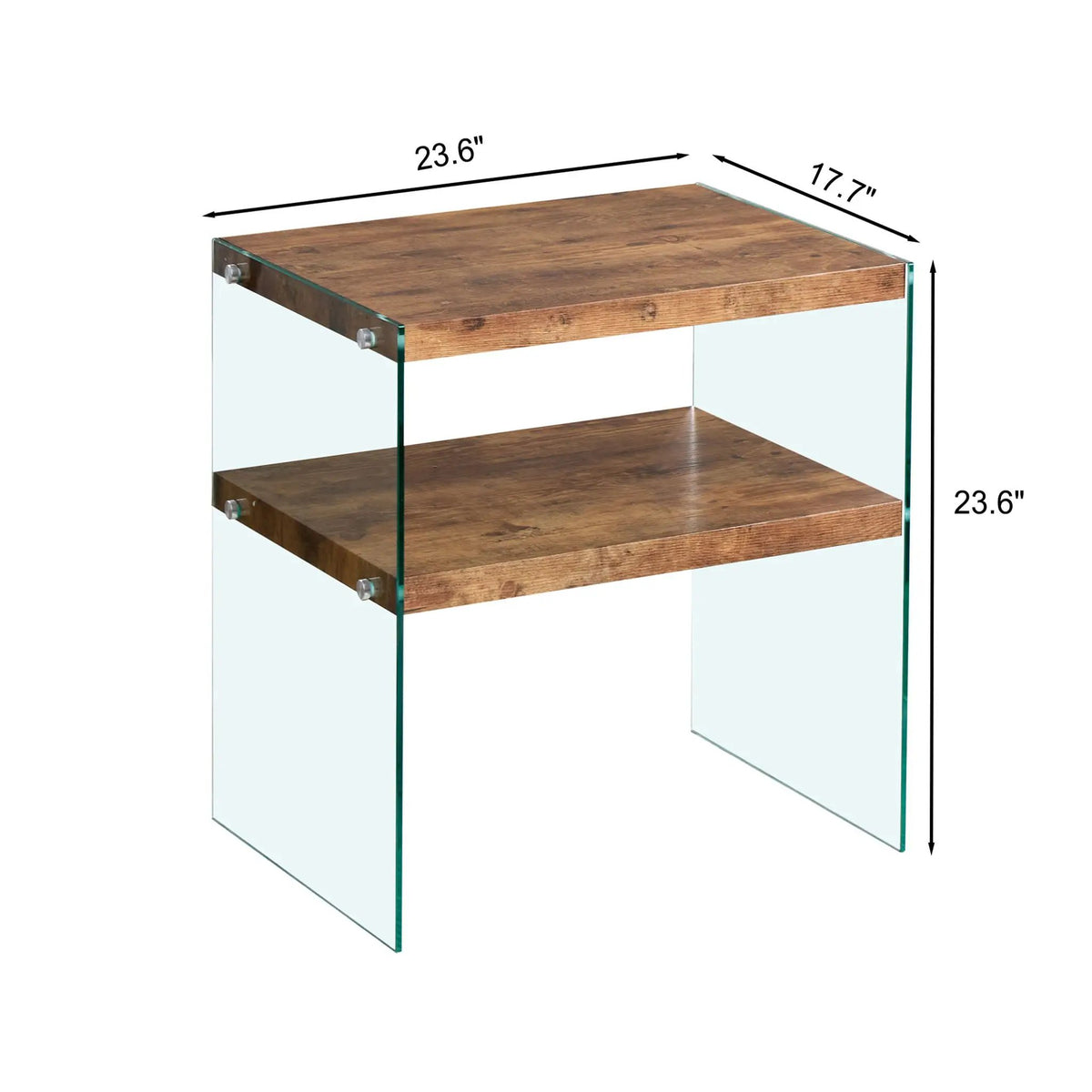 Glass Top Side Table | Tempered Glass | Waterproof Stain-Resistant | Rounded Edges