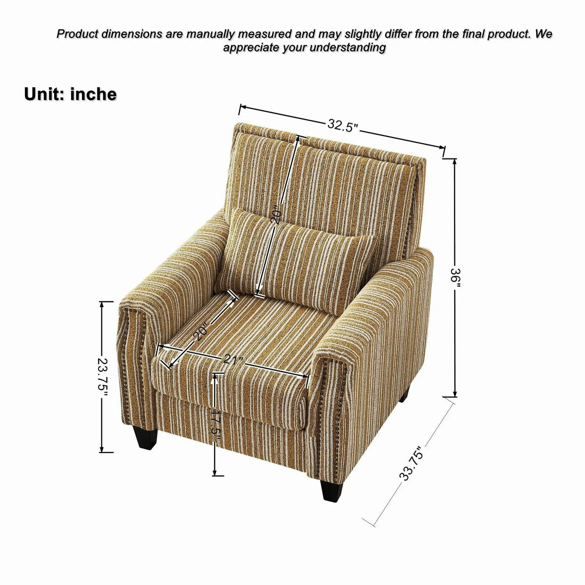Comfy Armchair For Living Room | 3 Pieces | Solid Wood | Living Room
