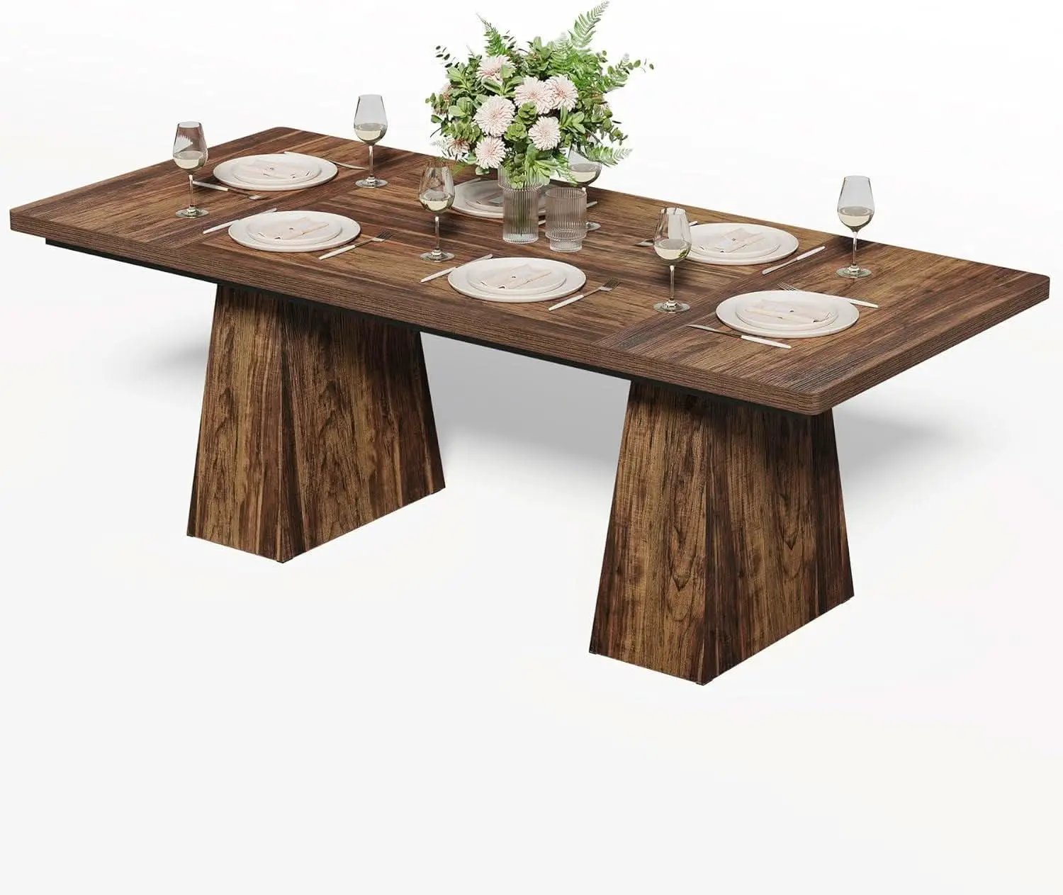 Brown Six Seater Rectangular Dining Table For Home Use from PriceLows™