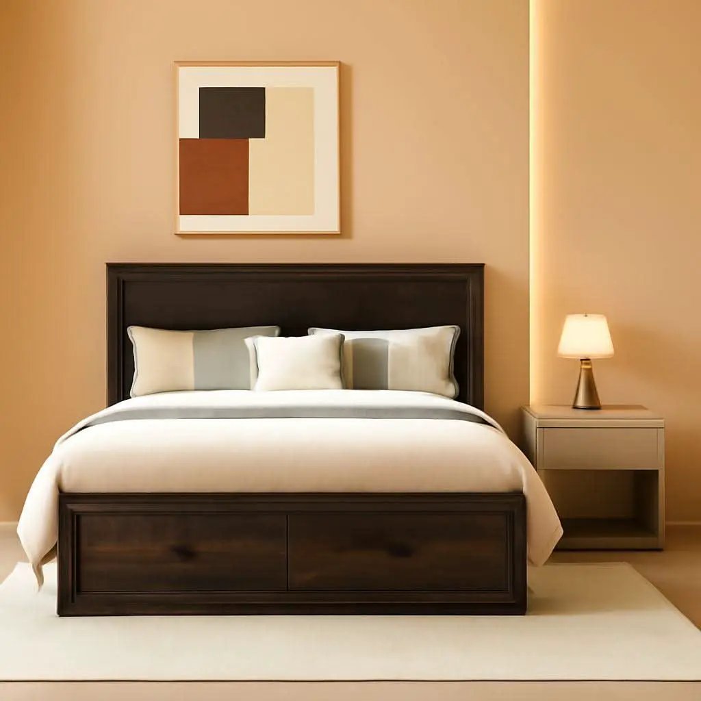 Black Oak Murphy Bed Cabinet With USB Charging Station Queen Size from PriceLows™