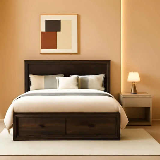 Black Oak Murphy Bed Cabinet With USB Charging Station Queen Size from PriceLows™