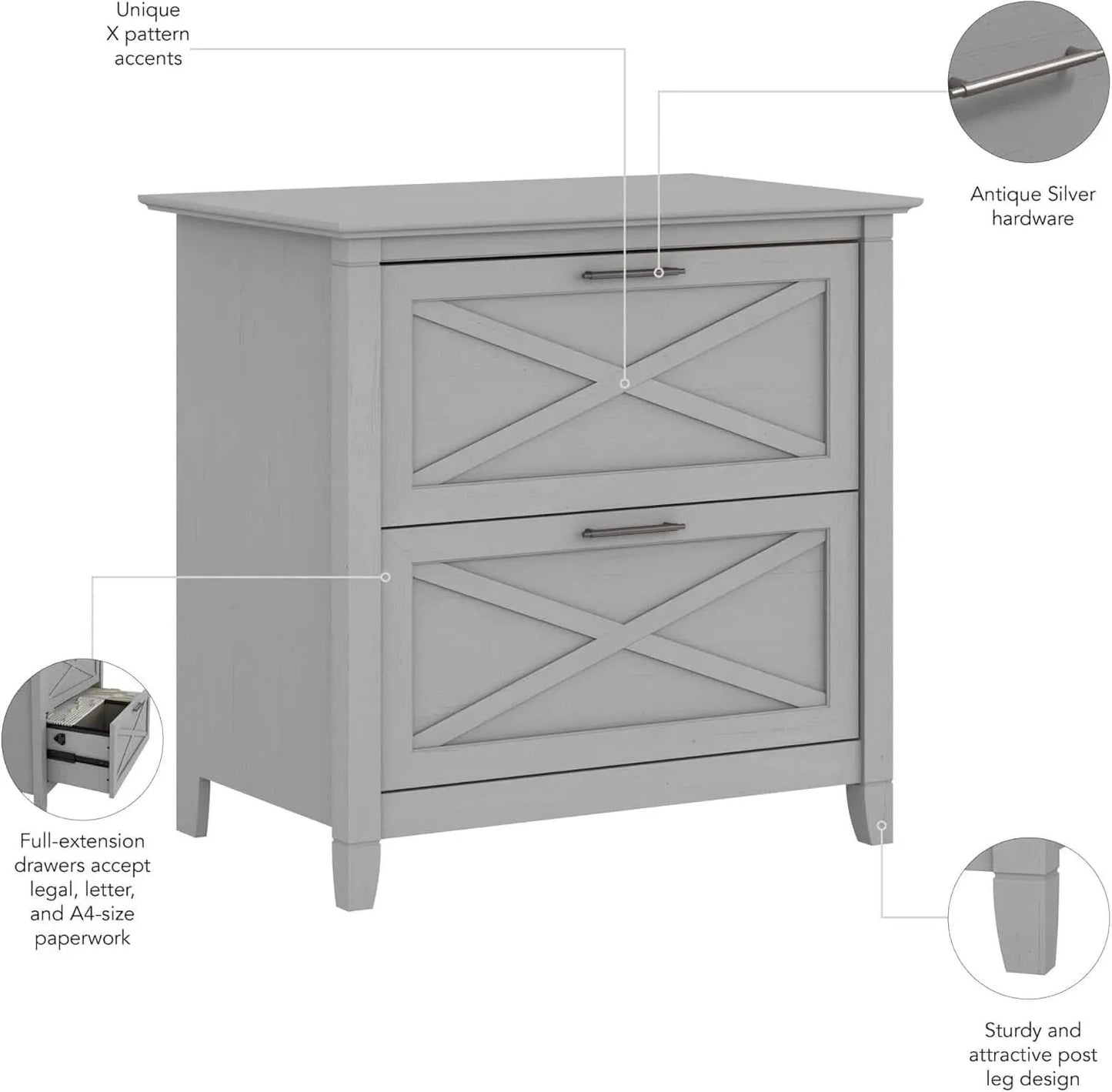 Key West 2 Drawer Lateral File Cabinet In Cape Cod Gray from PriceLows™