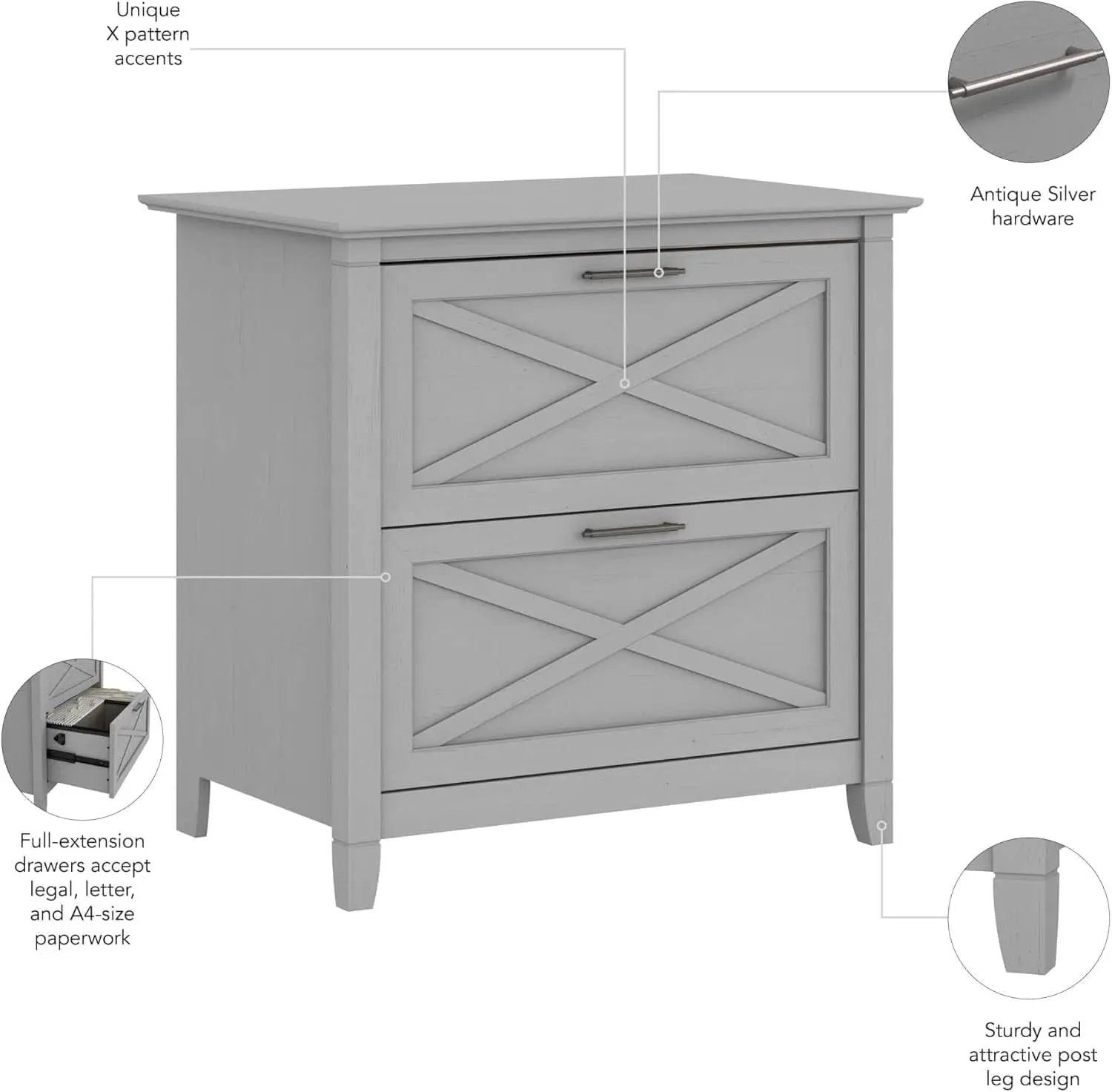 Key West 2 Drawer Lateral File Cabinet In Cape Cod Gray from PriceLows™