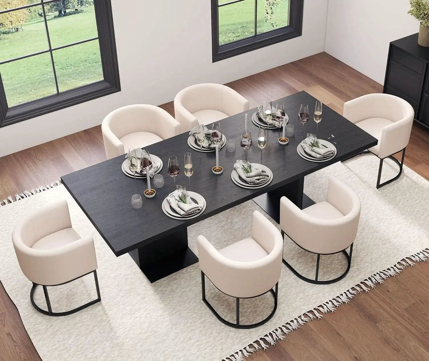 Cream Upholstered Barrel Dining Chairs 18.5-Inch Wide from PriceLows™