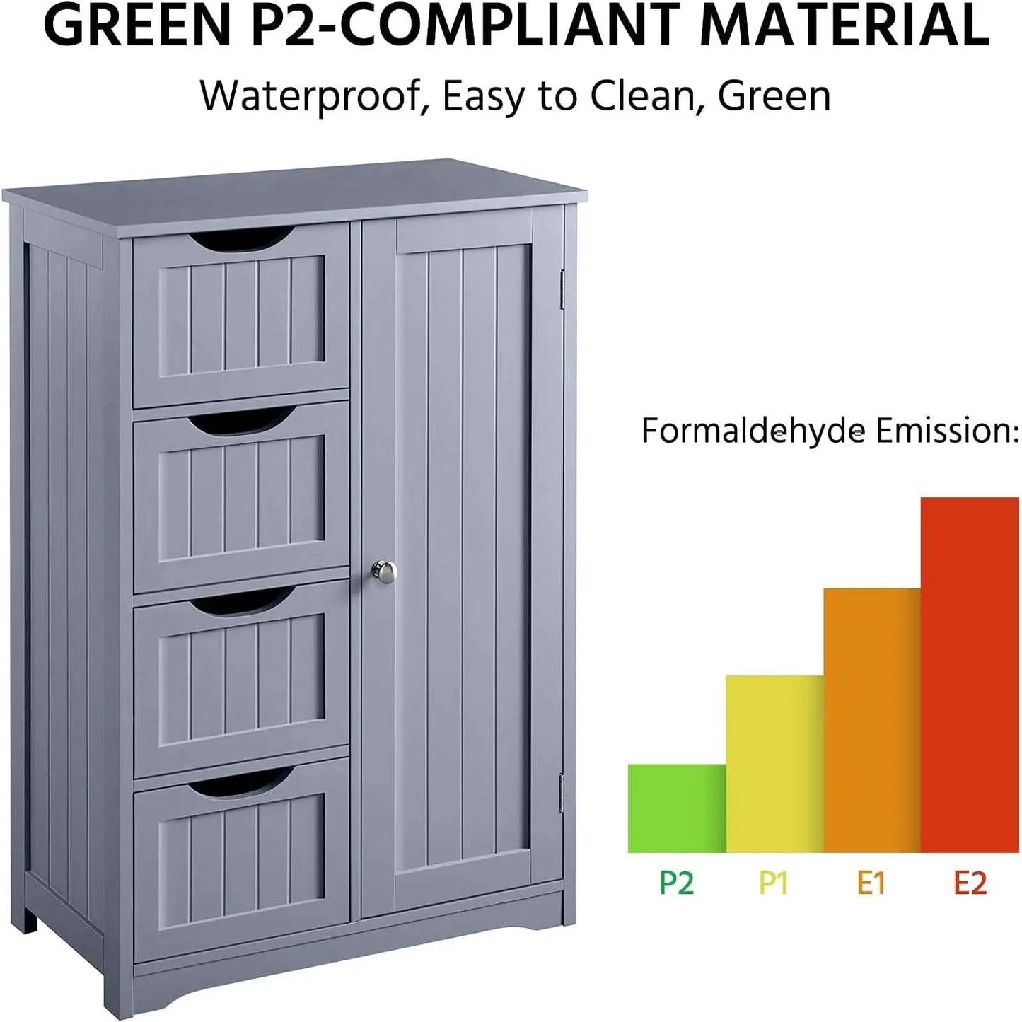 Gray Freestanding Bathroom Floor Cabinet With 4 Drawers from PriceLows™