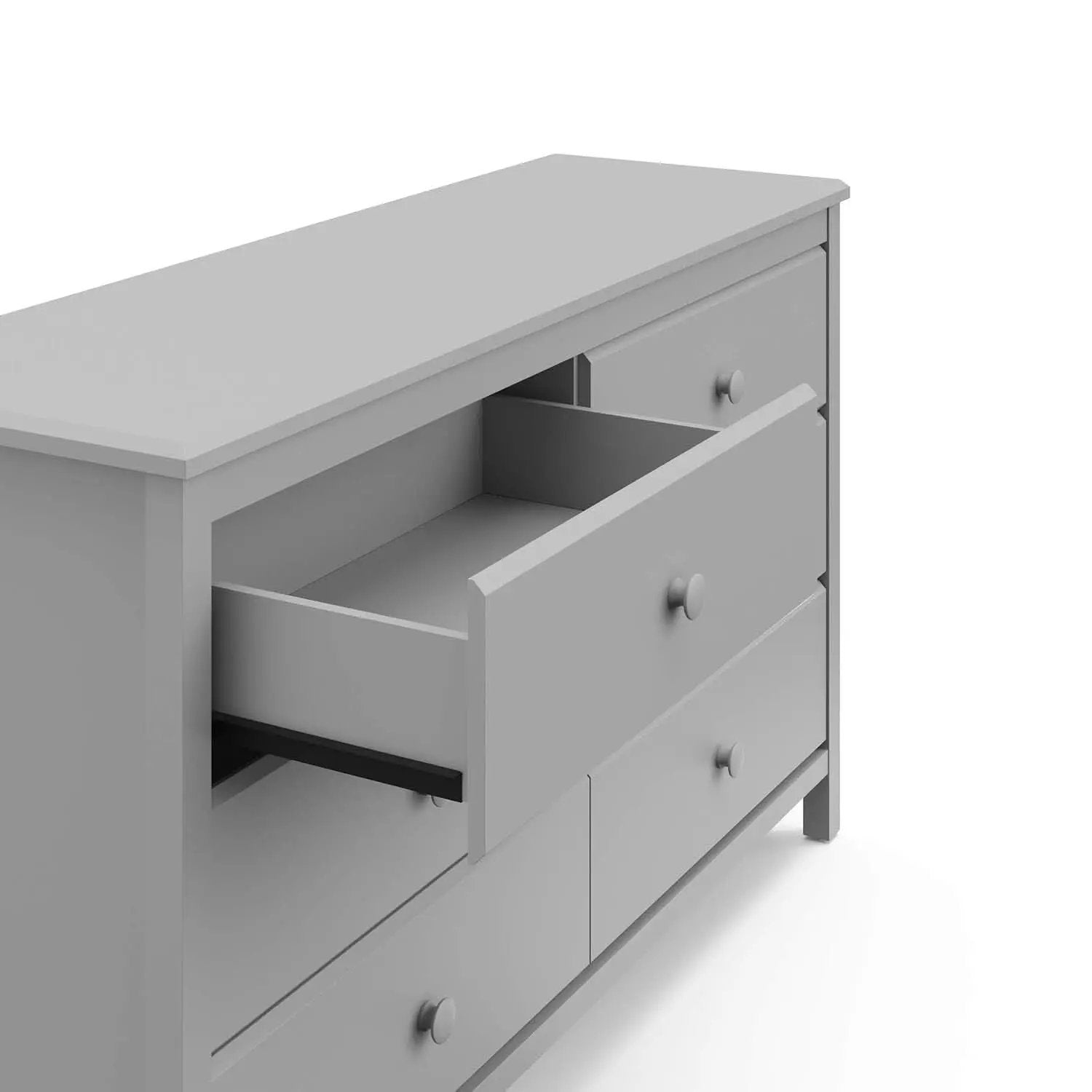 Pebble Gray 6 Drawer Double Dresser For Nursery Greenguard Gold Certified from PriceLows™