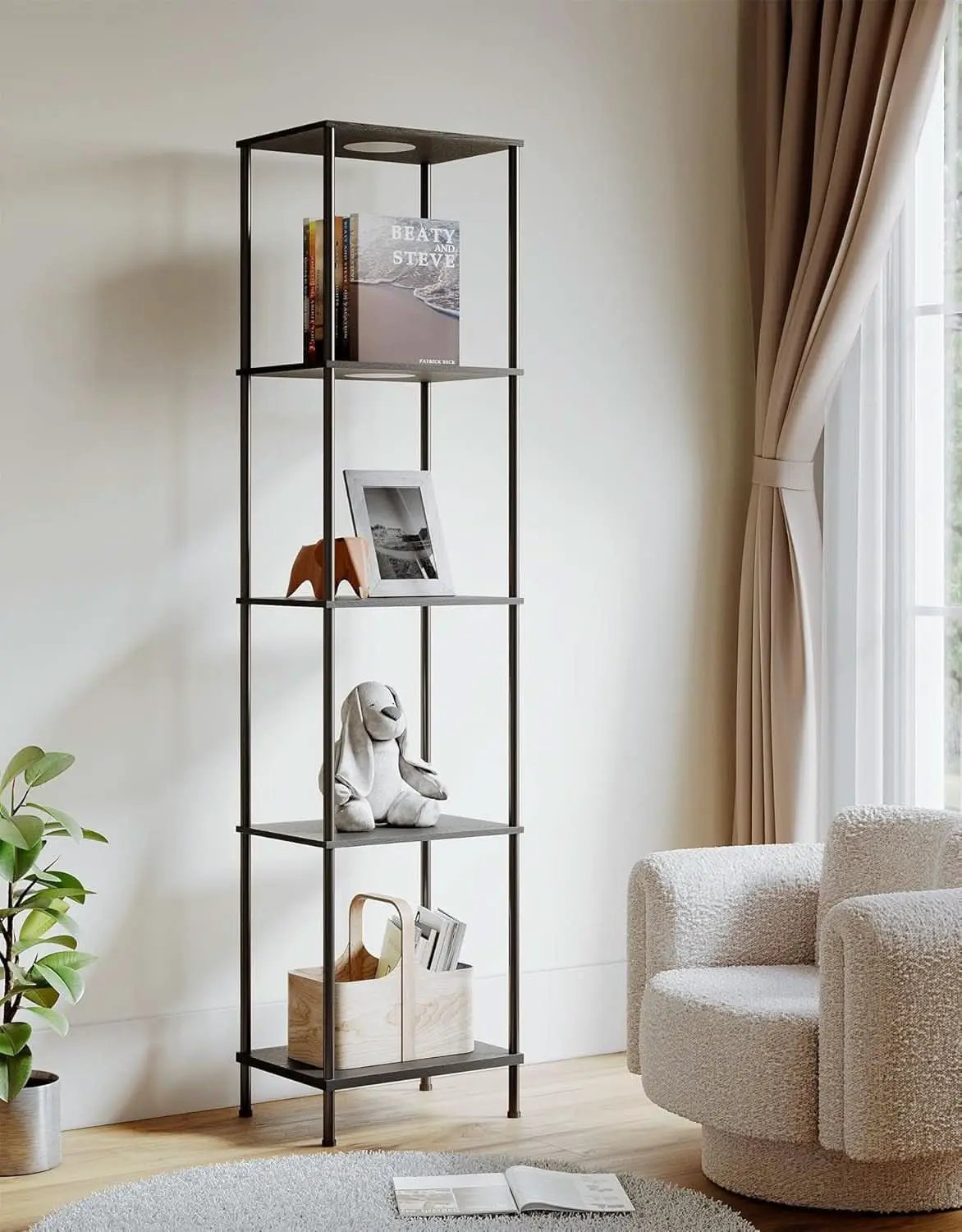 Display Shelf Floor Lamp With RGBW Light And Black Finish from PriceLows™