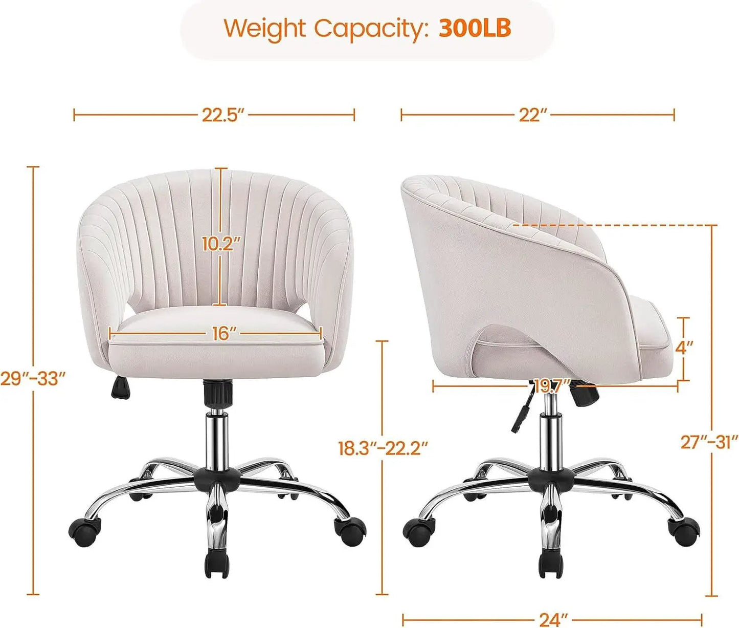 Cream Velvet Swivel Desk Chair With Wheels Tufted Back from PriceLows™