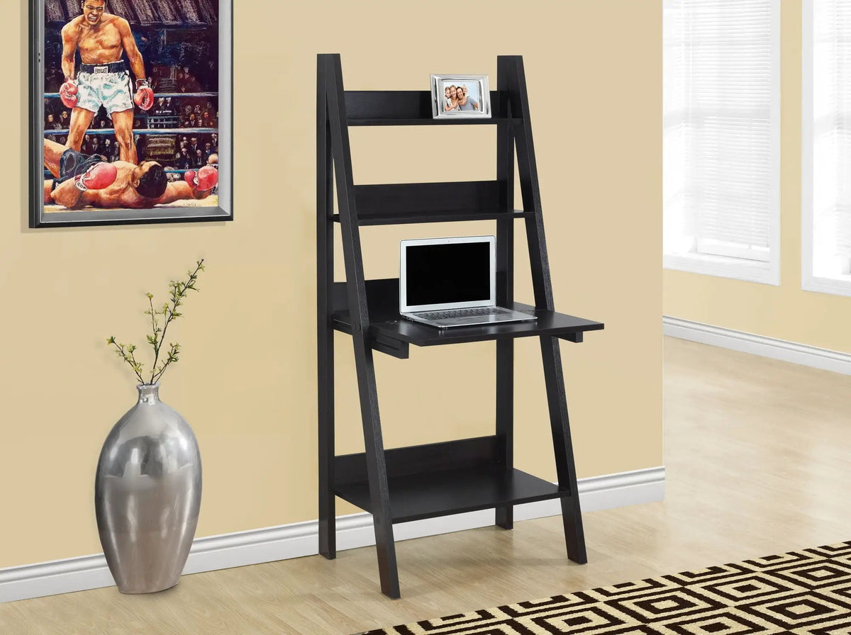 Ladder Style Leaning Desk | 61 Inch Height | Closed Storage Area | Storage Shelves