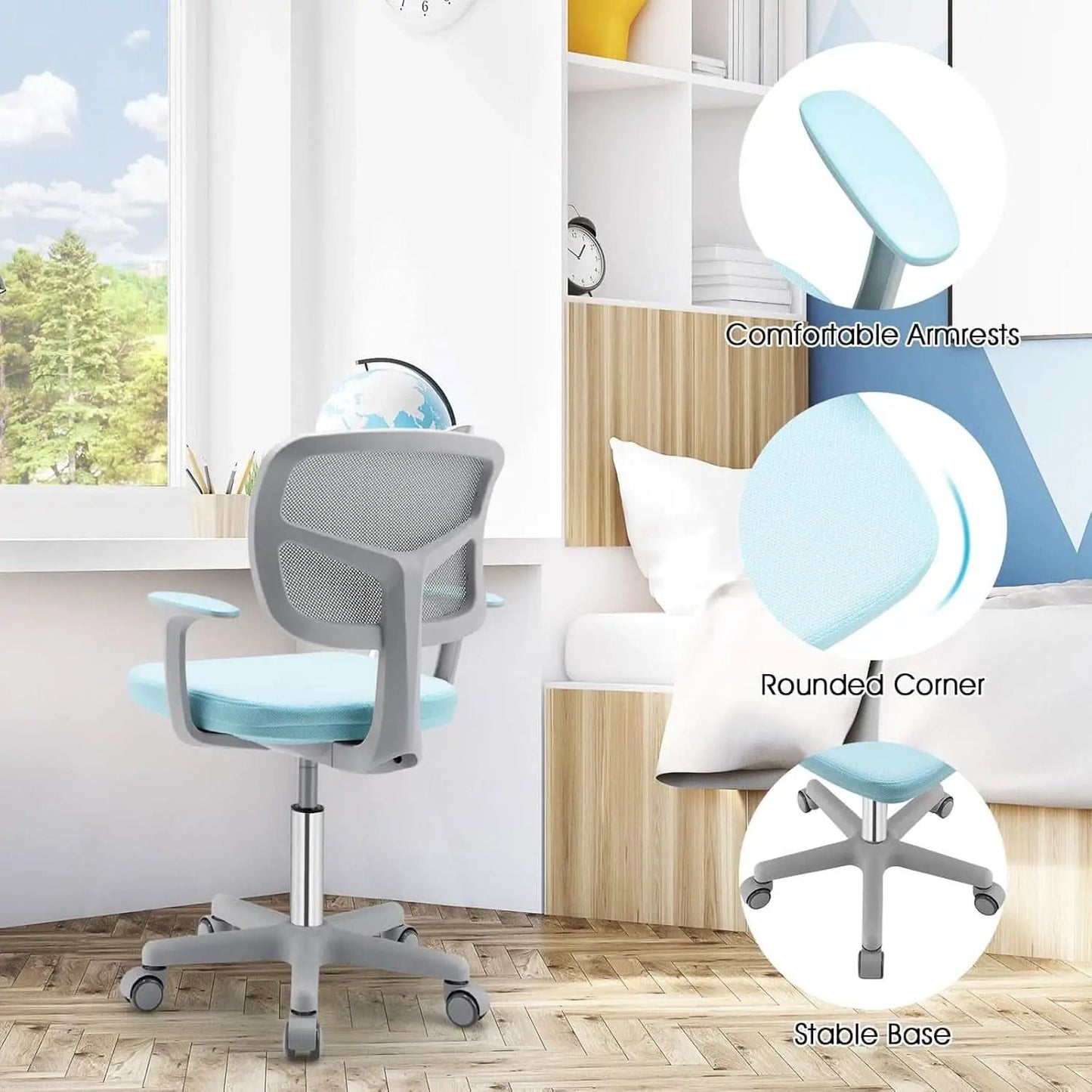 Ergonomic Kids Desk Chair With Lumbar Support Blue from PriceLows™