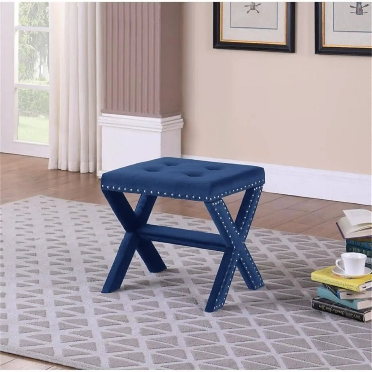 Upholstered Accent Bench | Nailhead Trim | Tufted Seat Cushion