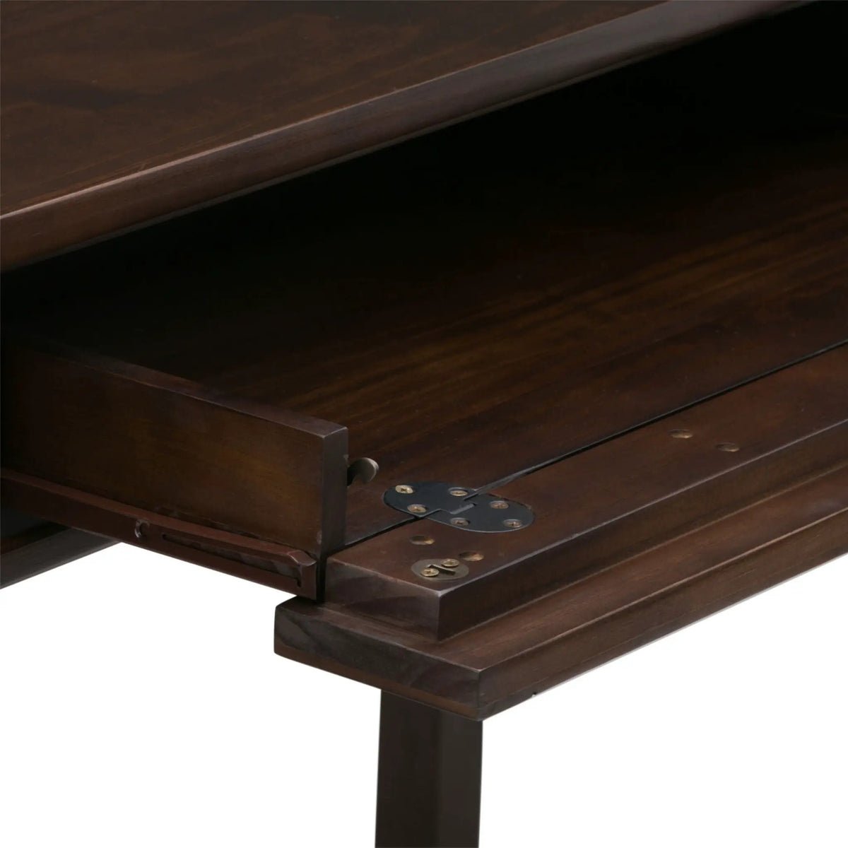 Warm Shaker Desk | Tobacco Brown Finish | Solid Wood Frame | Ergonomic Flip-Down Keyboard Tray