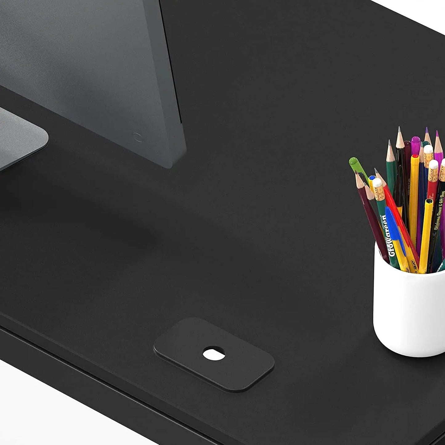 Black Solo Desk 55 Inch Wide With Two Cable Grommets from PriceLows™