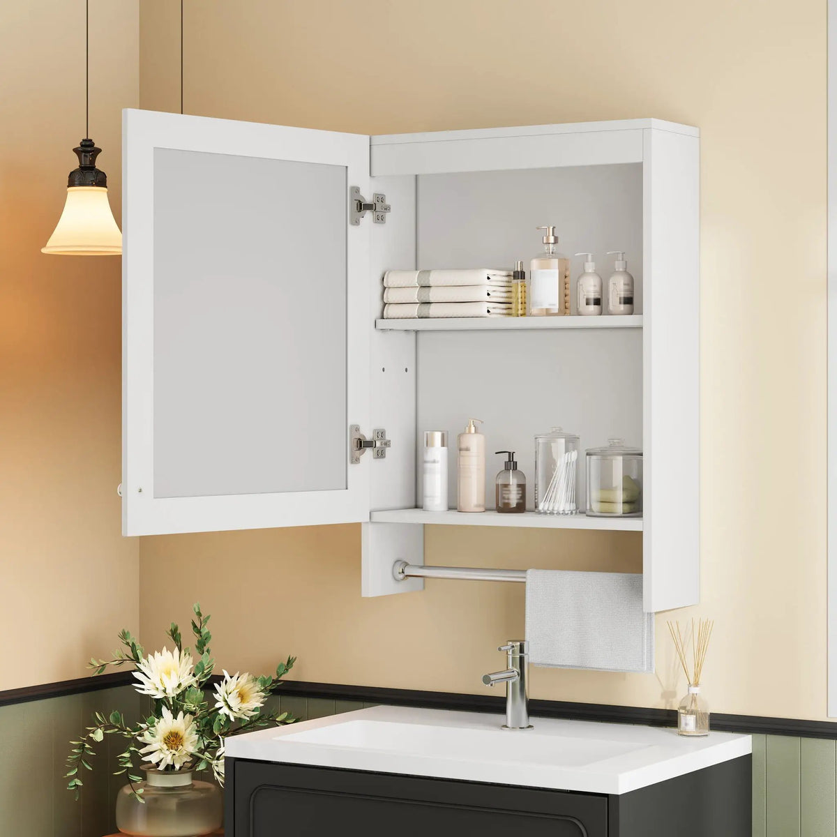 Bathroom Mirror Cabinet | Soft Close Door | Adjustable Shelf | White